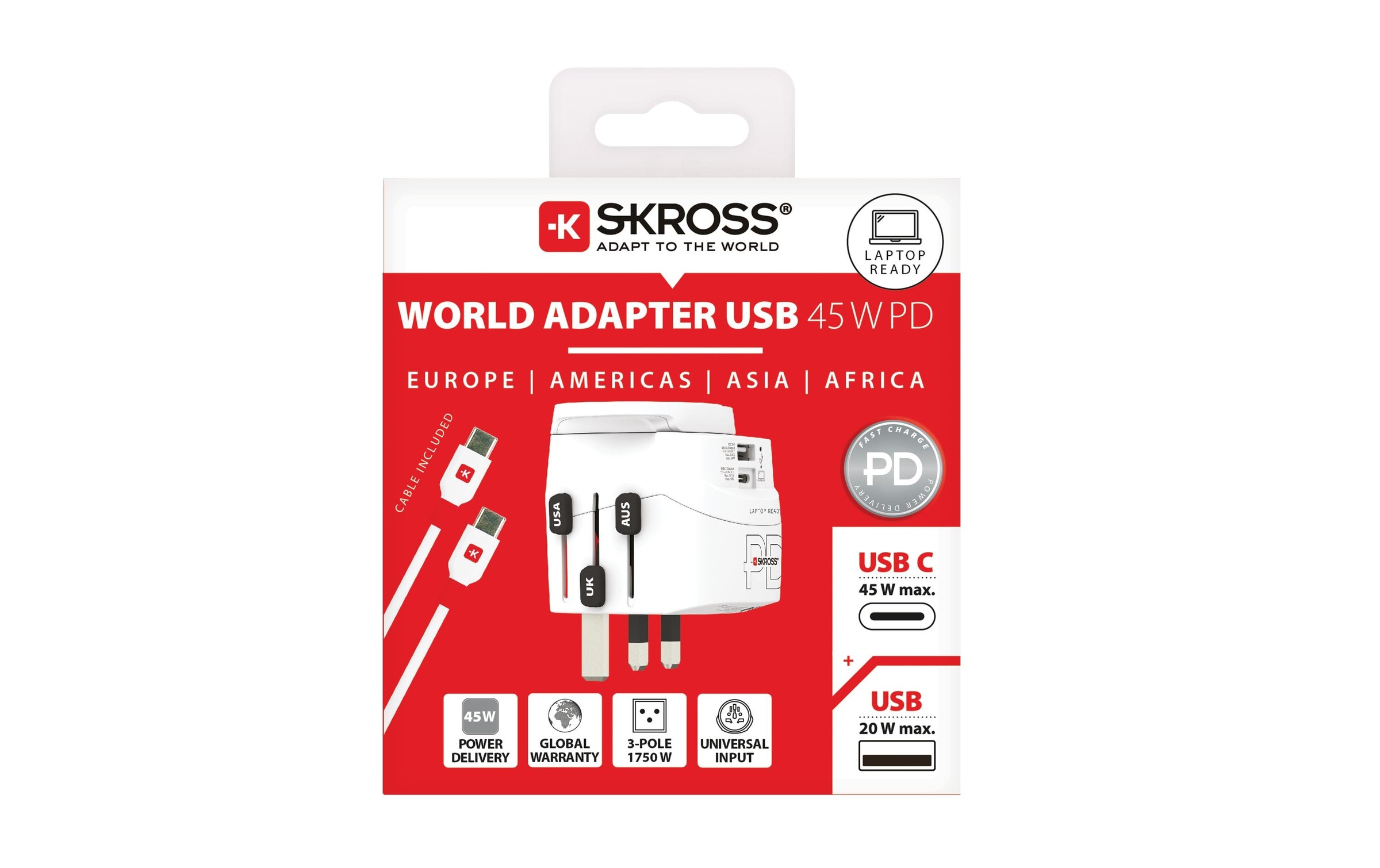 SKROSS Reiseadapter »Pro Light, 1 x USB-A und C«