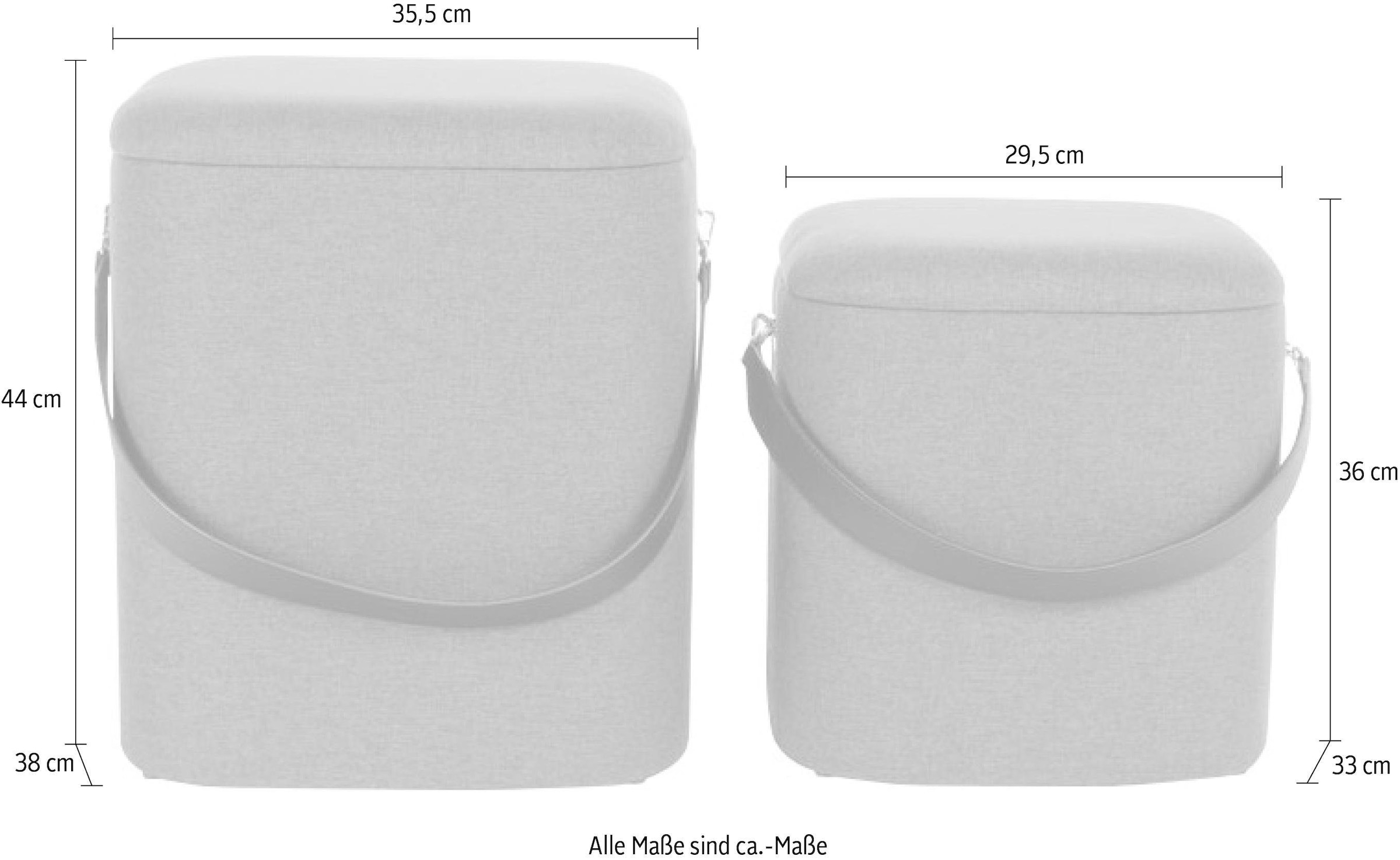 Kayoom Hocker »Arabella 225 2er-Set, abnehmbare Sitzfläche, Lagerfläche im Inneren«, (Set, 2 St.), stapelbar, gepolstert, mit Stauraum, abgerundete quadratische Form