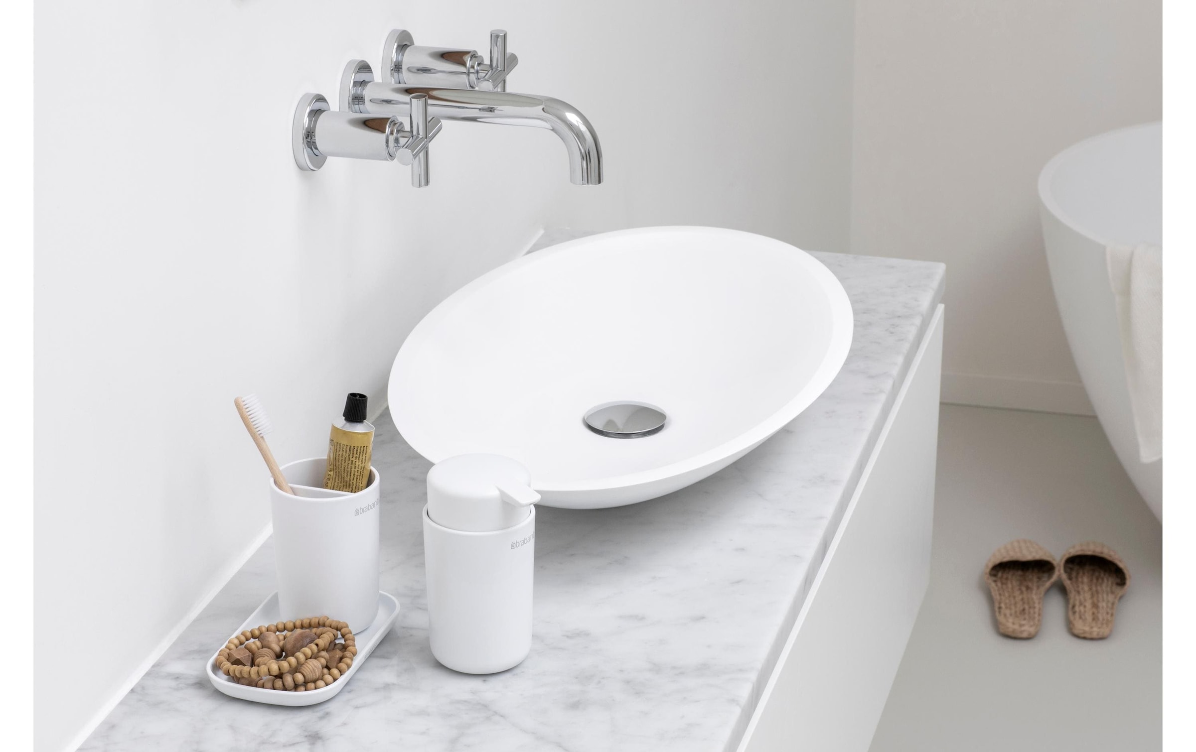 Brabantia Badaccessoire-Set »ReNew mit Zahnputzbecher und Schale Weiss«