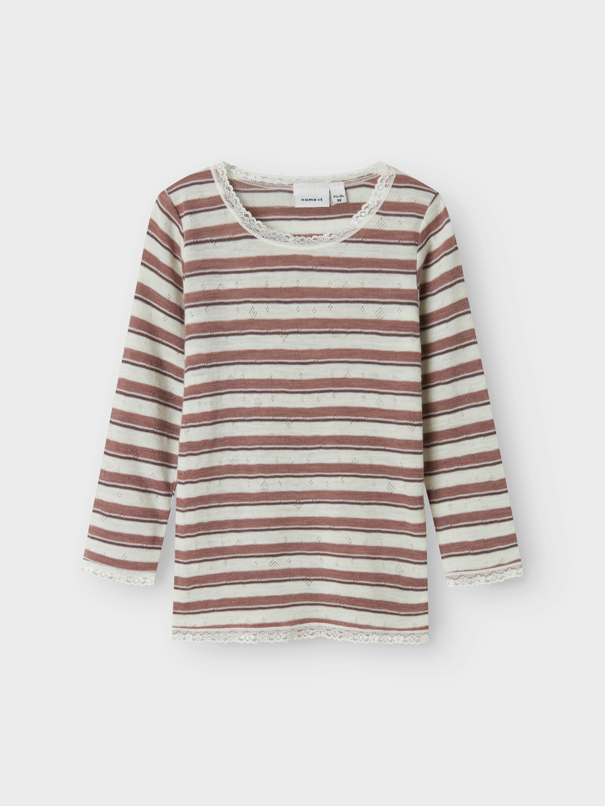 Name It Langarmshirt »NMFWANG WOOL NEEDLE LS TOP NOOS«, aus reiner Merinowolle