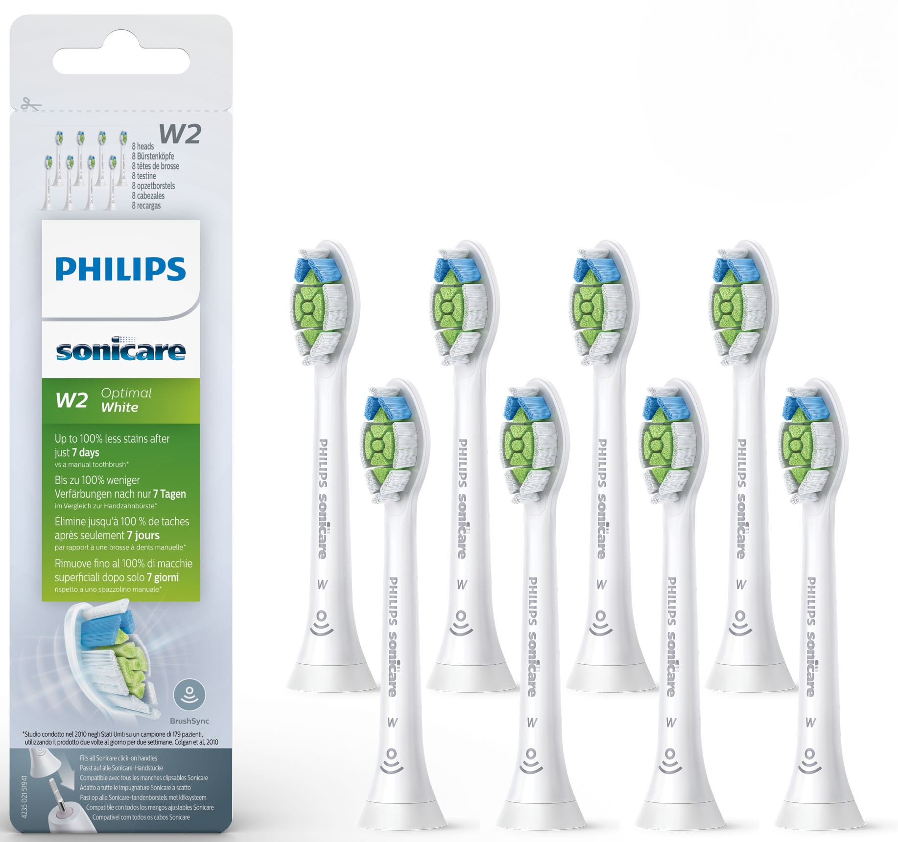 Philips Sonicare Aufsteckbürsten »W2 Optimal White Standard«, mit der Bürstenkopferkennung, Standardgrösse