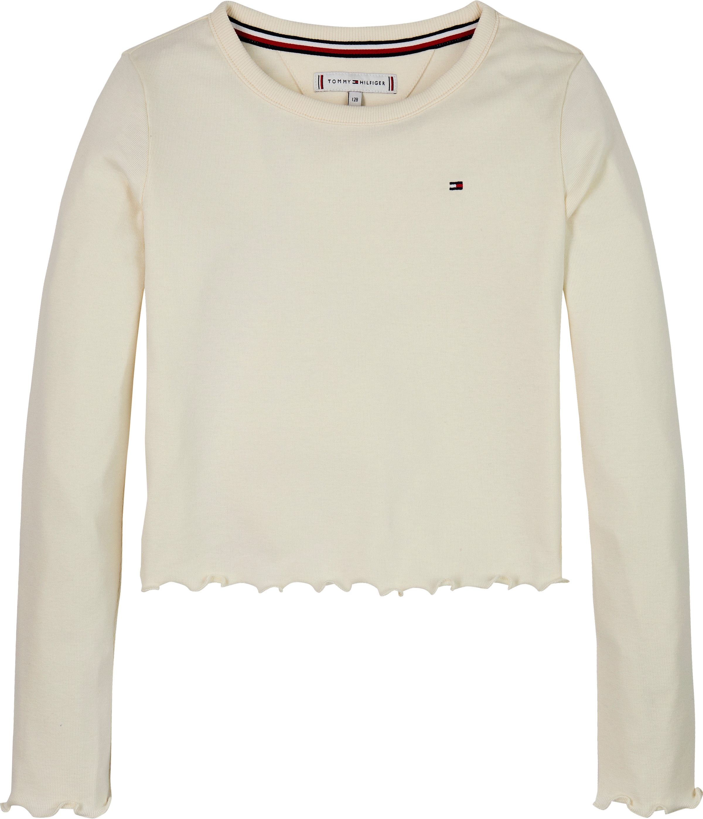 Tommy Hilfiger Langarmshirt »SLUB KNIT TOP LS«, mit gewelltem Saum