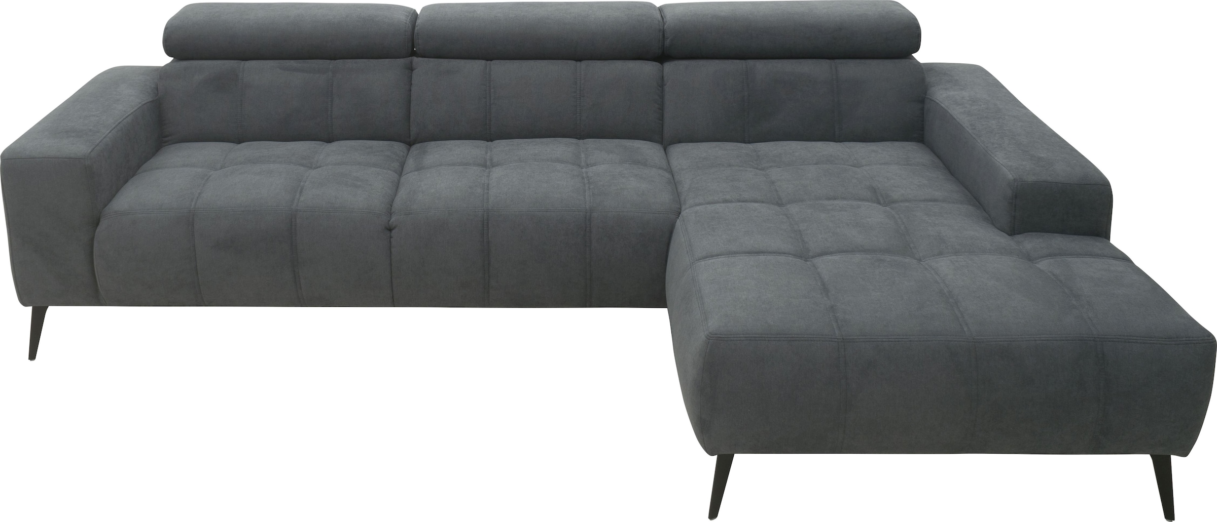 DOMO collection Ecksofa »Trento L-Form, mit Kufenfuss oder Einzelfuss«, wahlweise mit Kopfteilverstellung, Recamiere links/rechts bestellbar