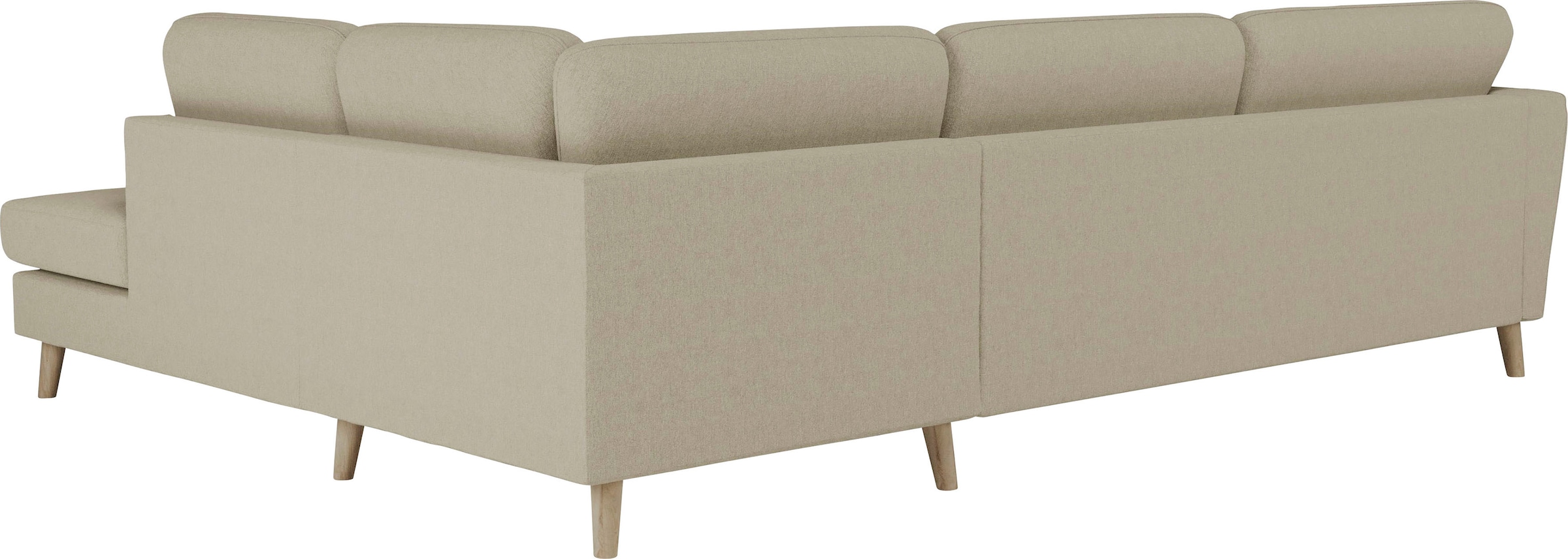 Home affaire Ecksofa »MARSEILLE 278/202 cm, L-Form, Ottom. rechts/links, verschiedene Bezüge«, Massivholzbeine Eiche, Landhausstil, Wellenunterfederung