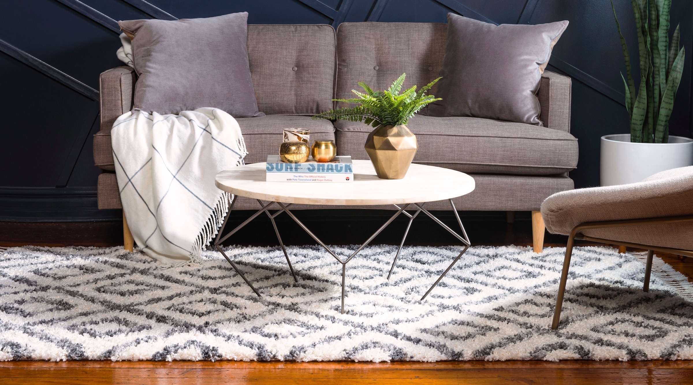 Myflair Möbel & Accessoires Hochflor-Teppich »Top Shag Lagerräumung«, rechteckig, 32 mm Höhe, gewebt, Rauten Design, melierte Optik, weich & kuschelig, mit Fransen
