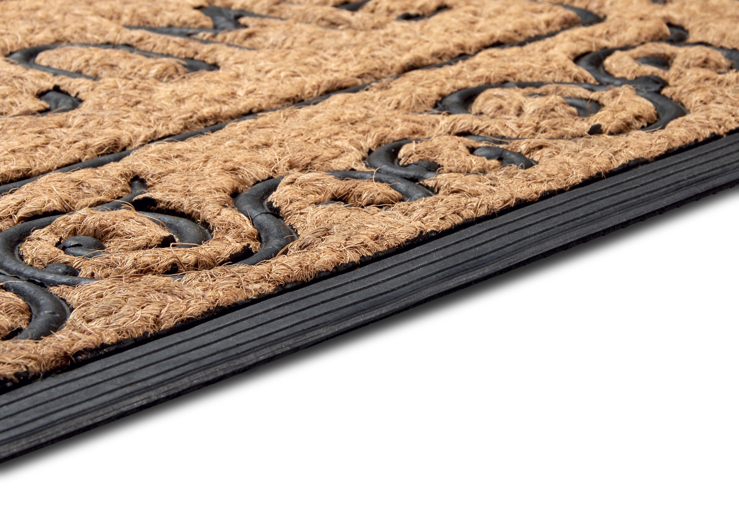 HANSE Home Fussmatte »Mix Mats Gummi-Kokos Welcome Floral Border, Türmatte«, rechteckig, 15 mm Höhe, Kokos, Gummi, Schmutzfangmatte, Outdoor, Rutschfest, Innen, Kokosmatte