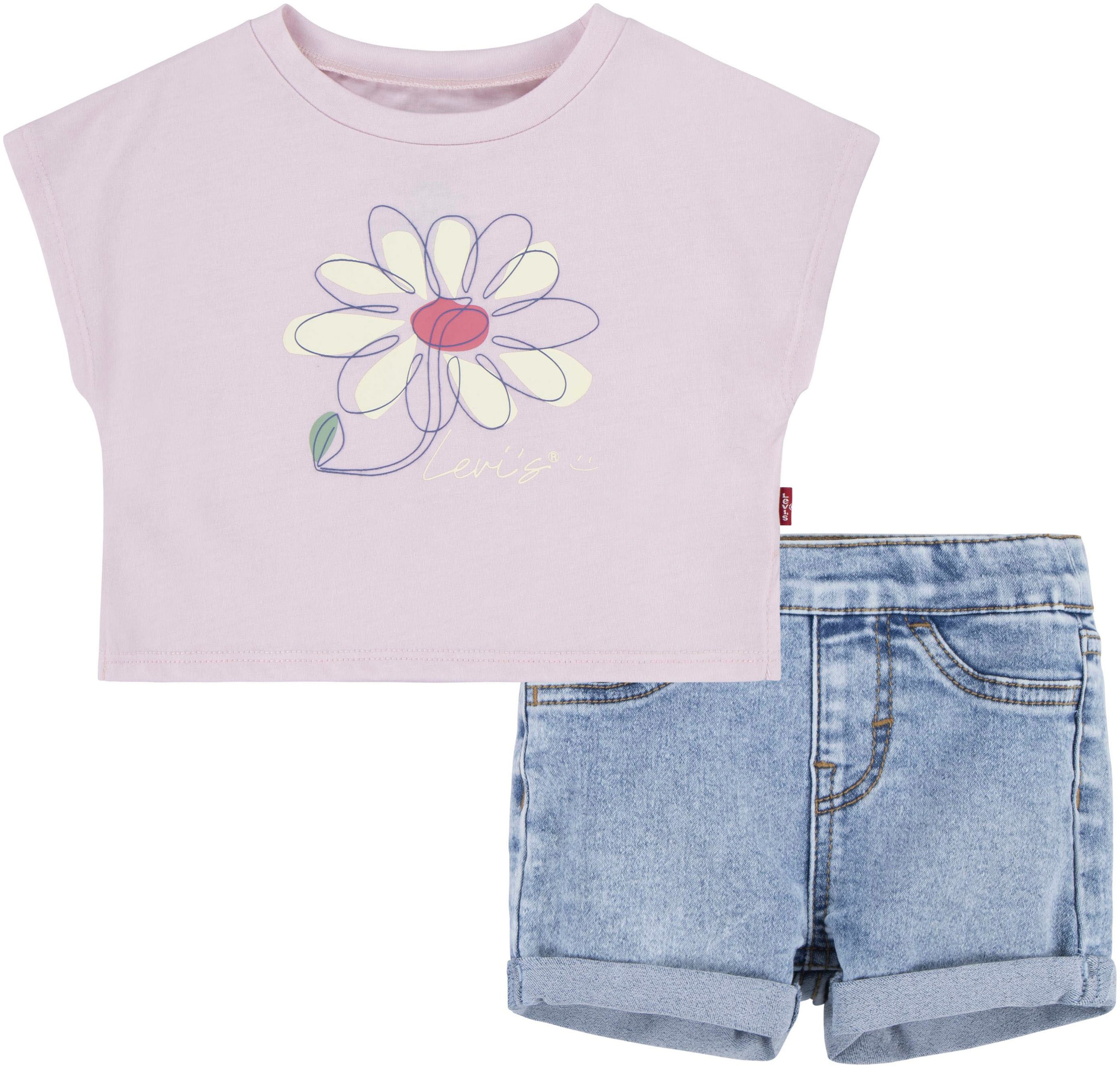 Levi's® Kids Shirt & Shorts mit Blumen-Frontprint