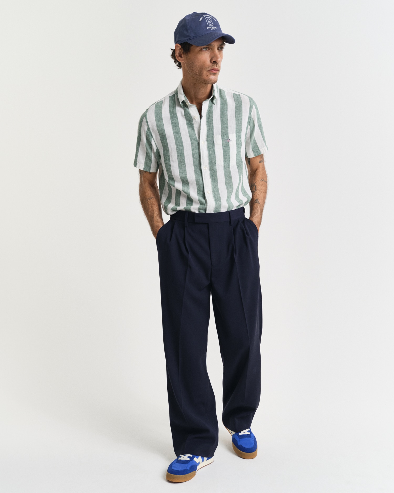 Gant Kurzarmhemd »REG COTTON LINEN STRIPE SS SHIRT«