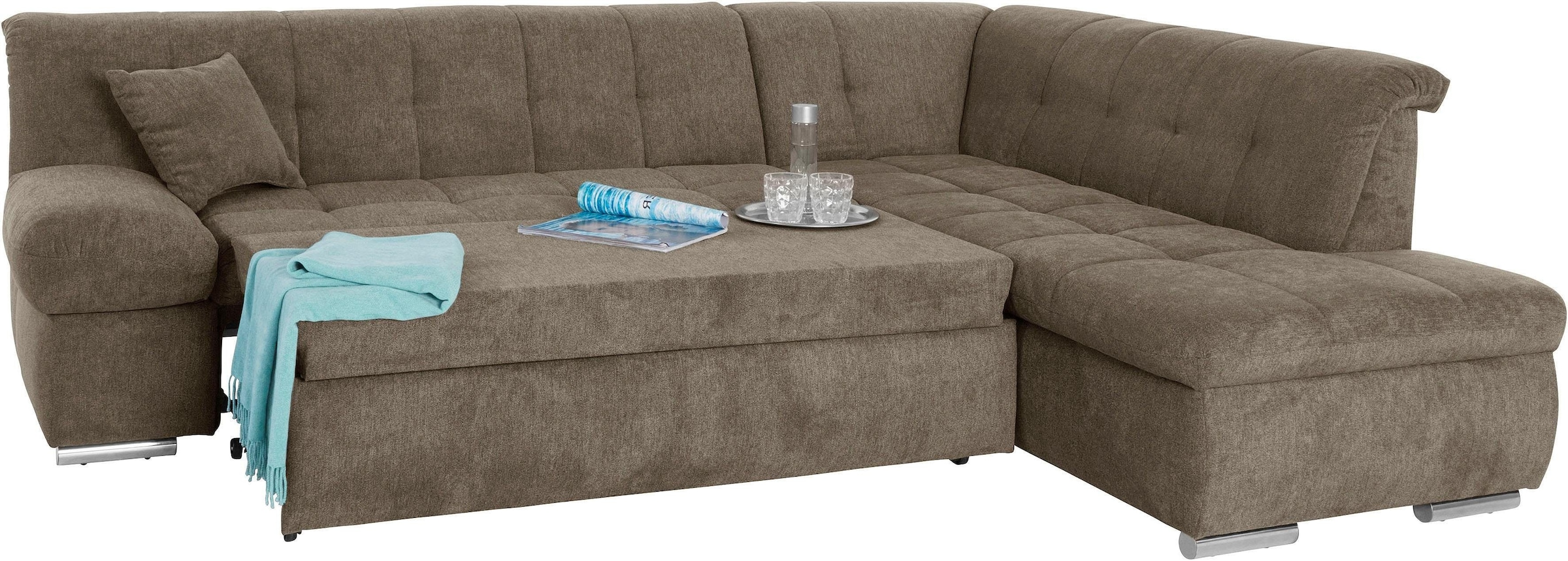 DOMO collection Ecksofa »Mona L-Form«, wahlweise mit Bett- und Armlehnfunktion