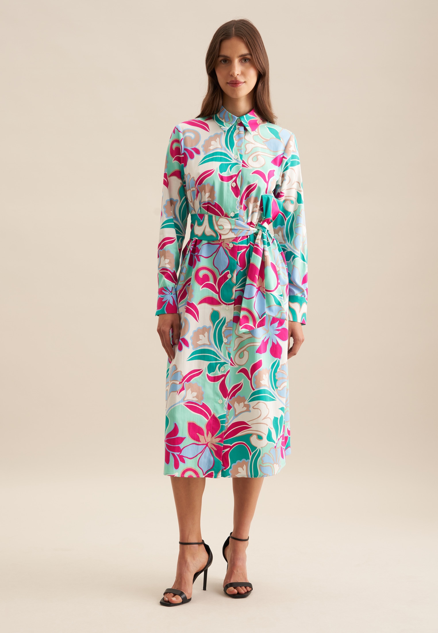 seidensticker Sommerkleid »Schwarze Rose« Langarm Kragen Floral