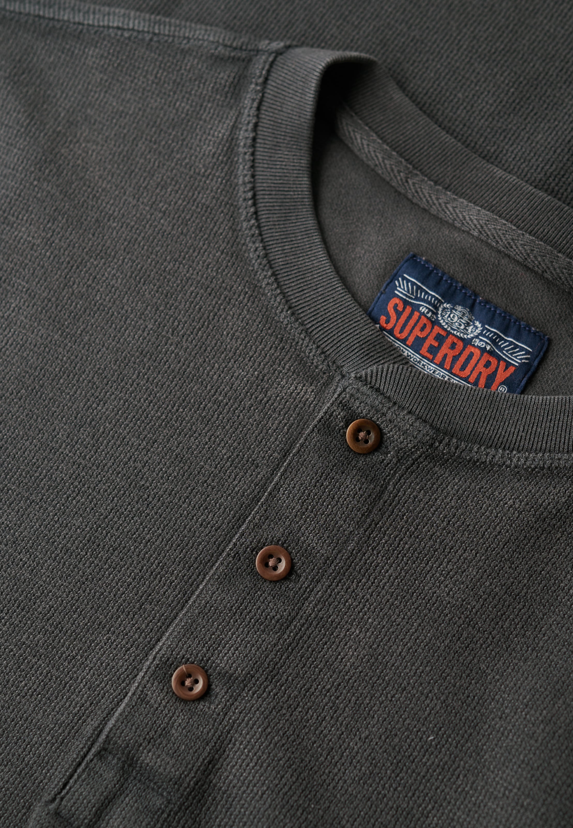 Superdry Langarmshirt »WAFFLE LONG SLEEVE HENLEY TOP«