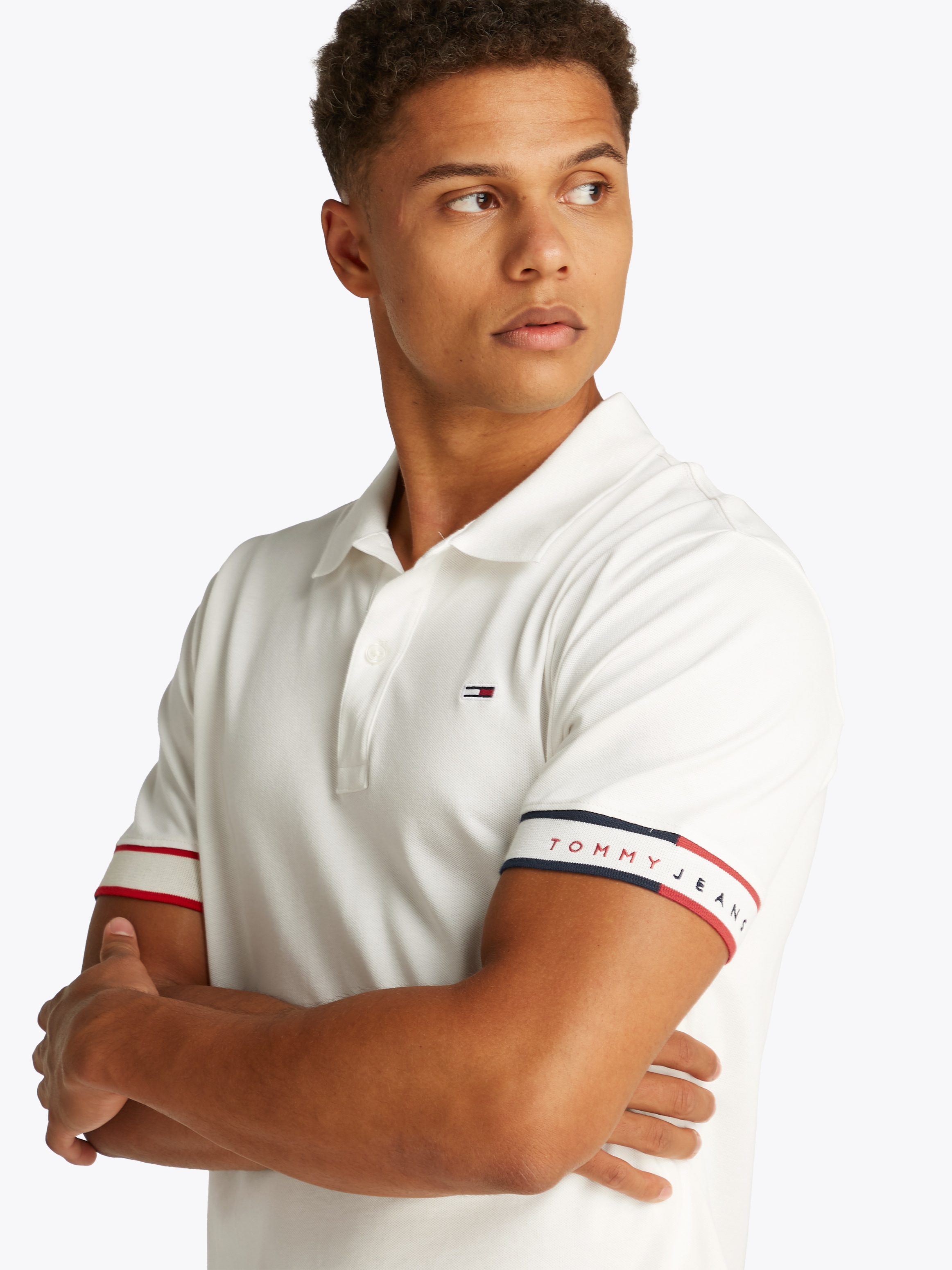 Tommy Jeans Poloshirt »TJM SLIM FLAG CUFF POLO EXT«