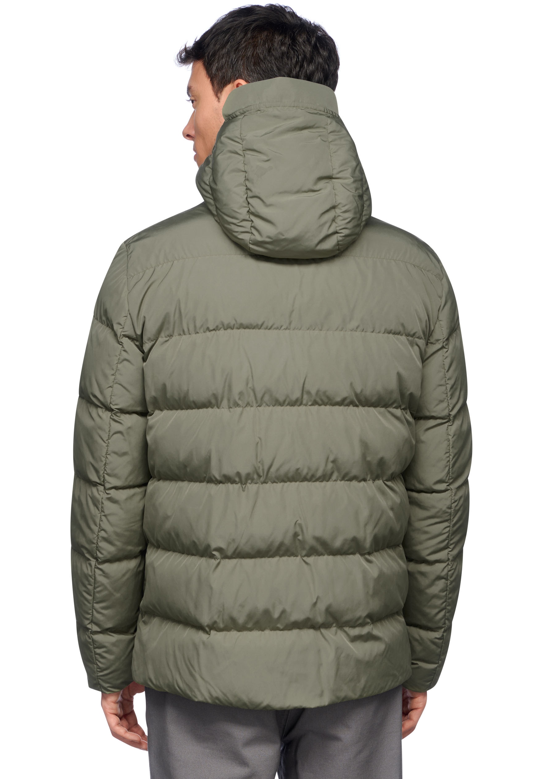 Geox Steppjacke »PIEVE«, mit Kapuze, mit verdecktem Reissverschluss & Druckern, Kapuze mit Schirm, 4 Taschen