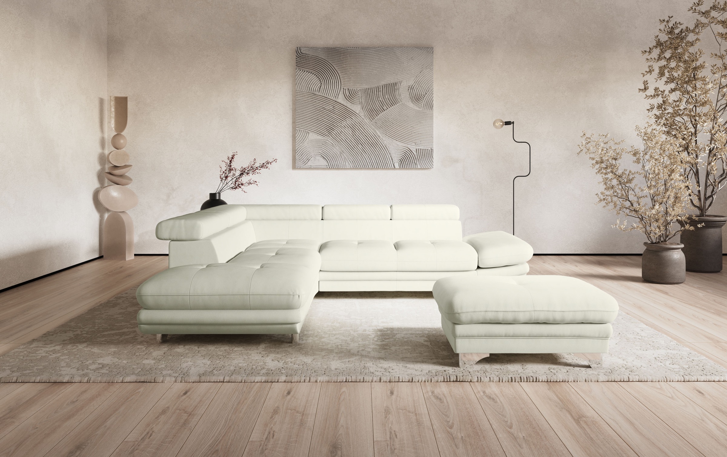 COTTA Ecksofa »Enterprise L-Form«, mit Arm- & Kopfteilverstellung, wahlweise mit Bettfunktion