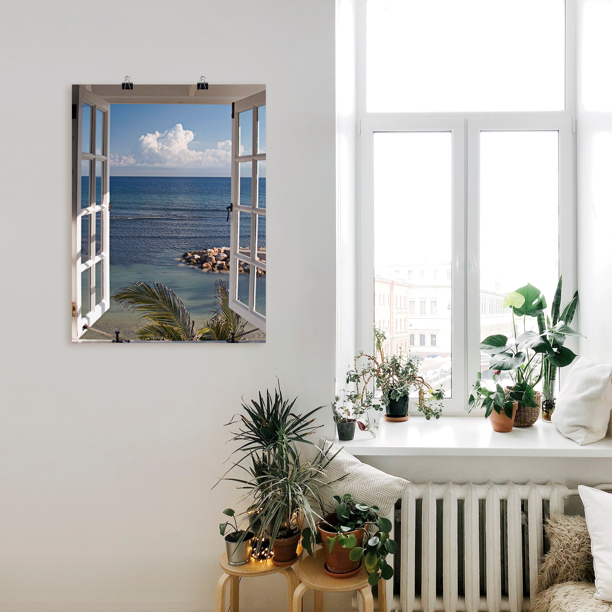 Artland Wandbild »Fenster zum Paradies«, Fensterblick, (1 St.), als Alubild, Outdoorbild, Leinwandbild, Poster, Wandaufkleber