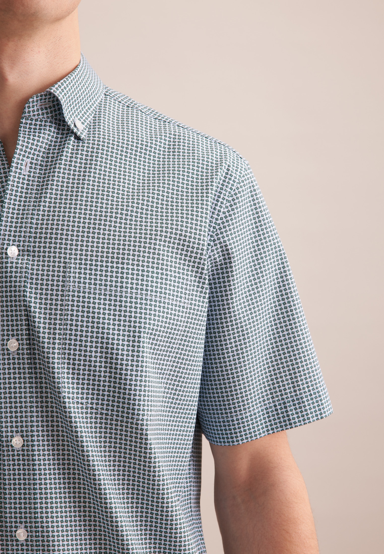 seidensticker Businesshemd »Regular«, Regular Kurzarm Button-Down-Kragen Druck