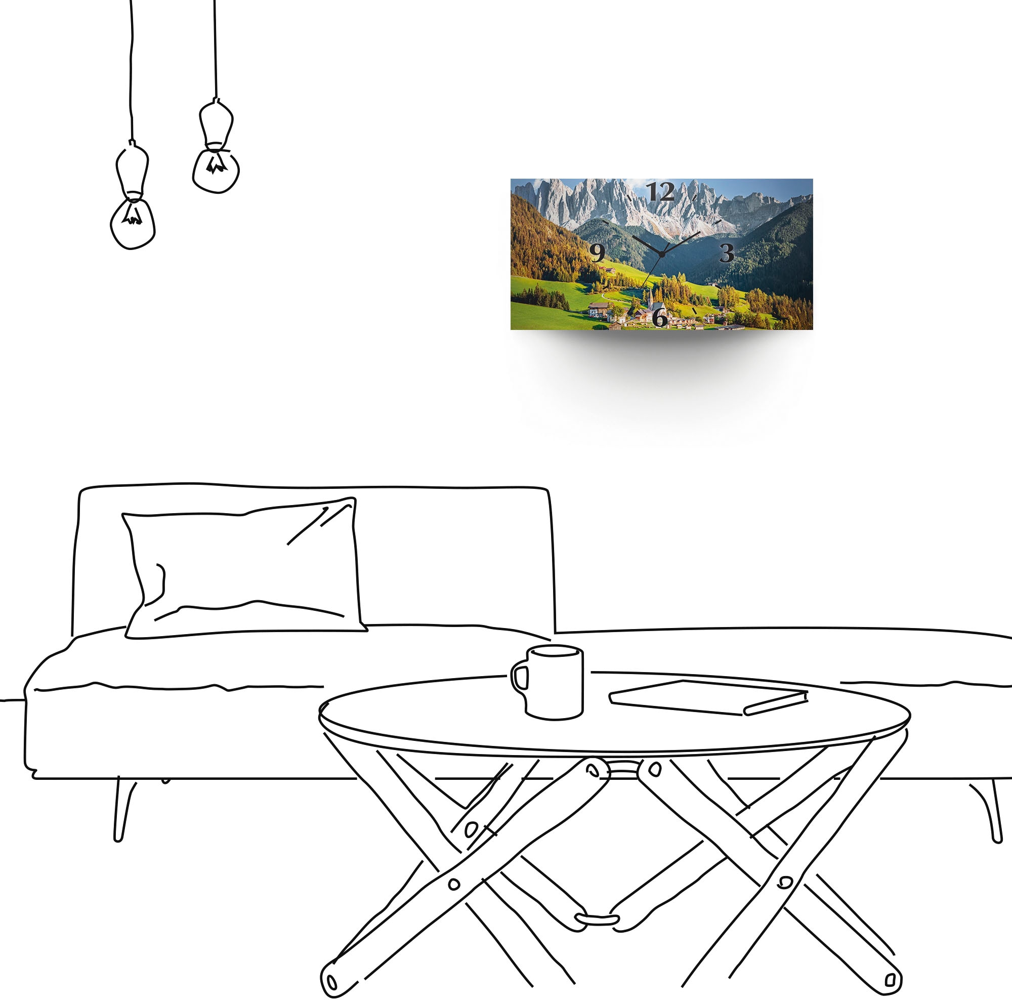 Artland Wanduhr »Alpen Santa 3D gebogen, Funkuhrwerk, Quarz- | oder mit Berge Jelmoli-Versand Maddalena«, Grössen bestellen versch. online Optik