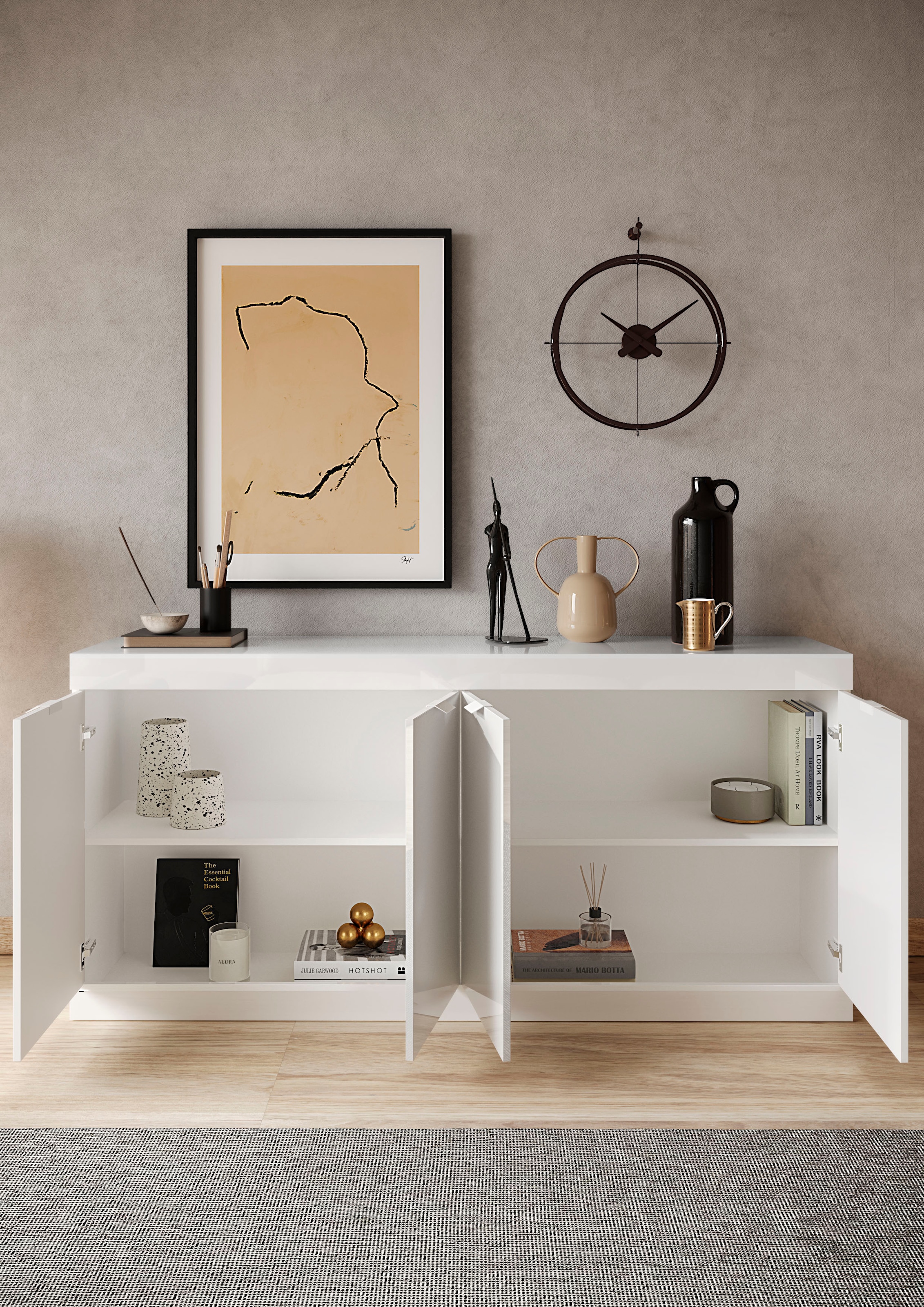 INOSIGN Sideboard »Slim«, Breite 181 cm, weiss Hochglanz Lack
