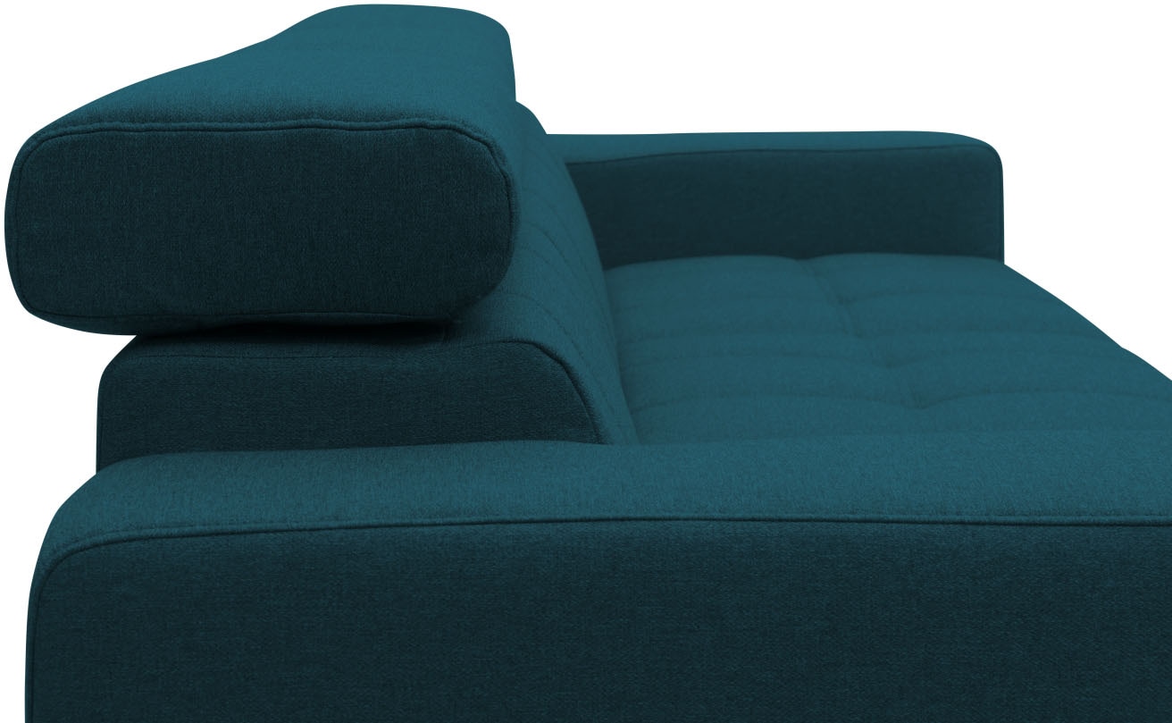 DOMO collection Ecksofa »Trento L-Form, mit Kufenfuss oder Einzelfuss«, wahlweise mit Kopfteilverstellung, Recamiere links/rechts bestellbar