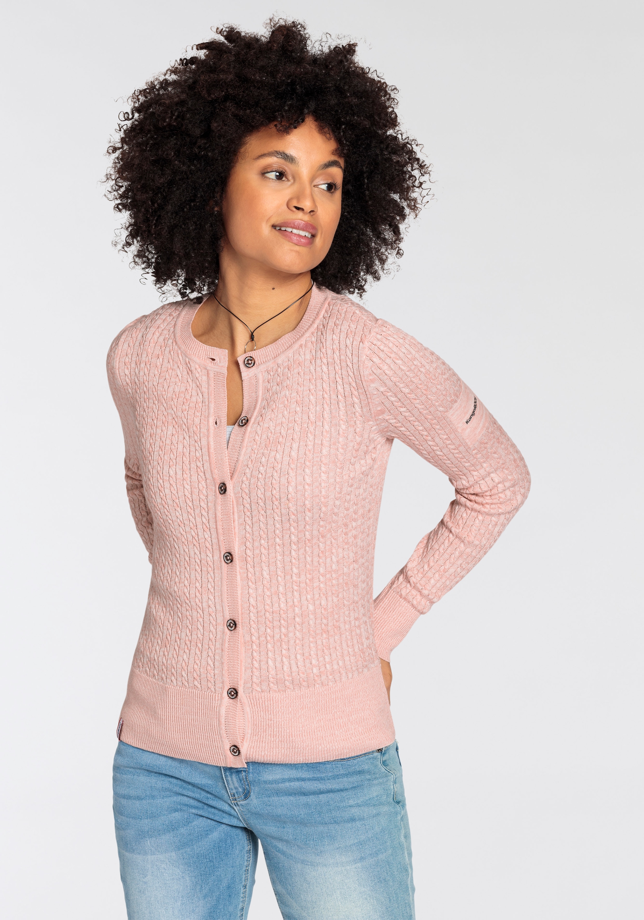 KangaROOS Strickjacke Strickjacke mit Zopfmuster in mélange Optik - NEUE-KOLLEKTION