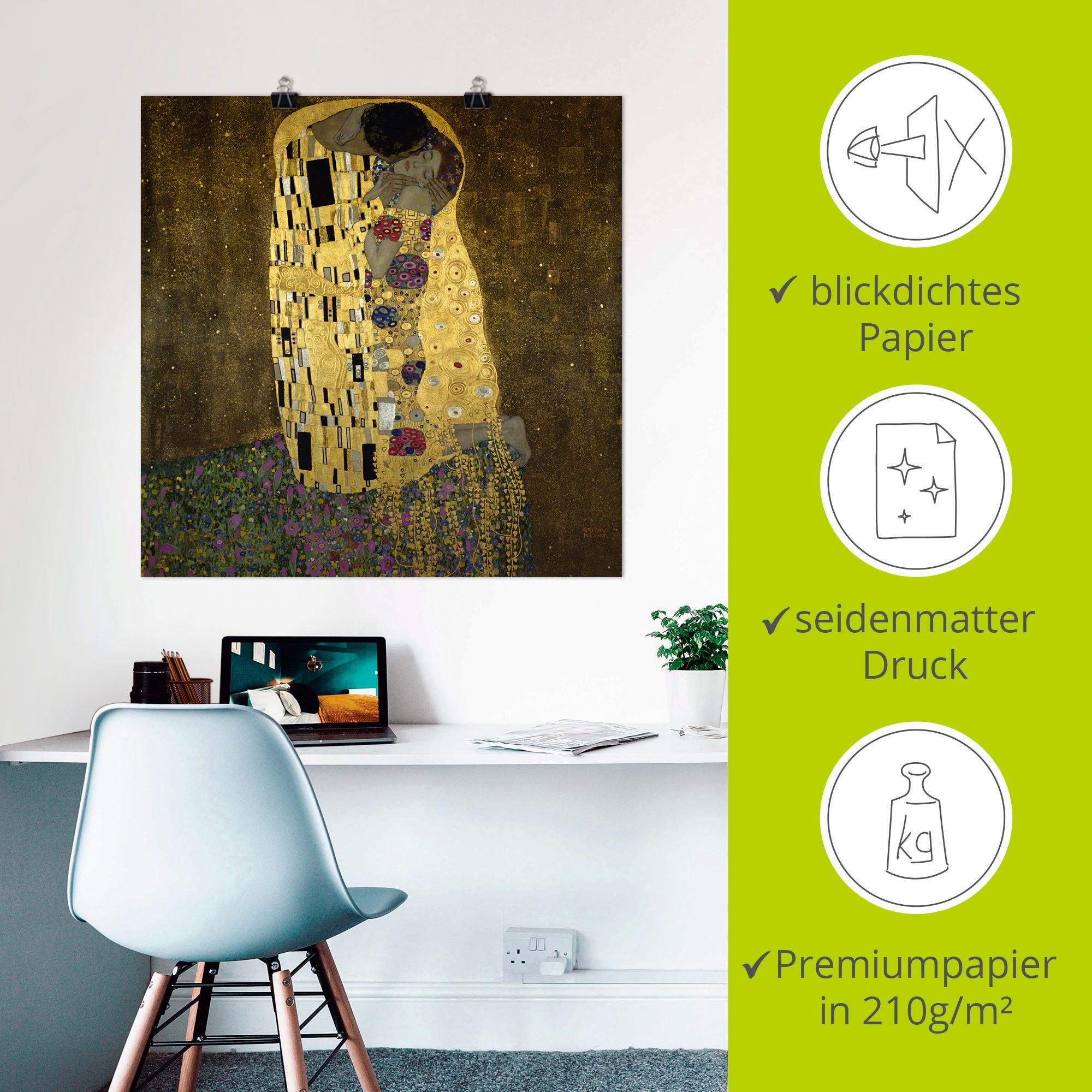 Artland Wandbild »Der Kuss«, Paar, (1 St.), als Leinwandbild, Poster in verschied. Grössen