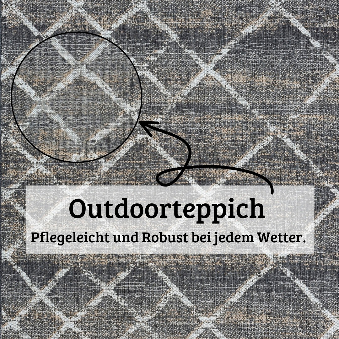 my home Teppich »Sorren, LAGERRÄUMUNG!«, rechteckig, 8 mm Höhe, Rauten Muster, In- und Outdoor geeignet, Terrasse & Balkon