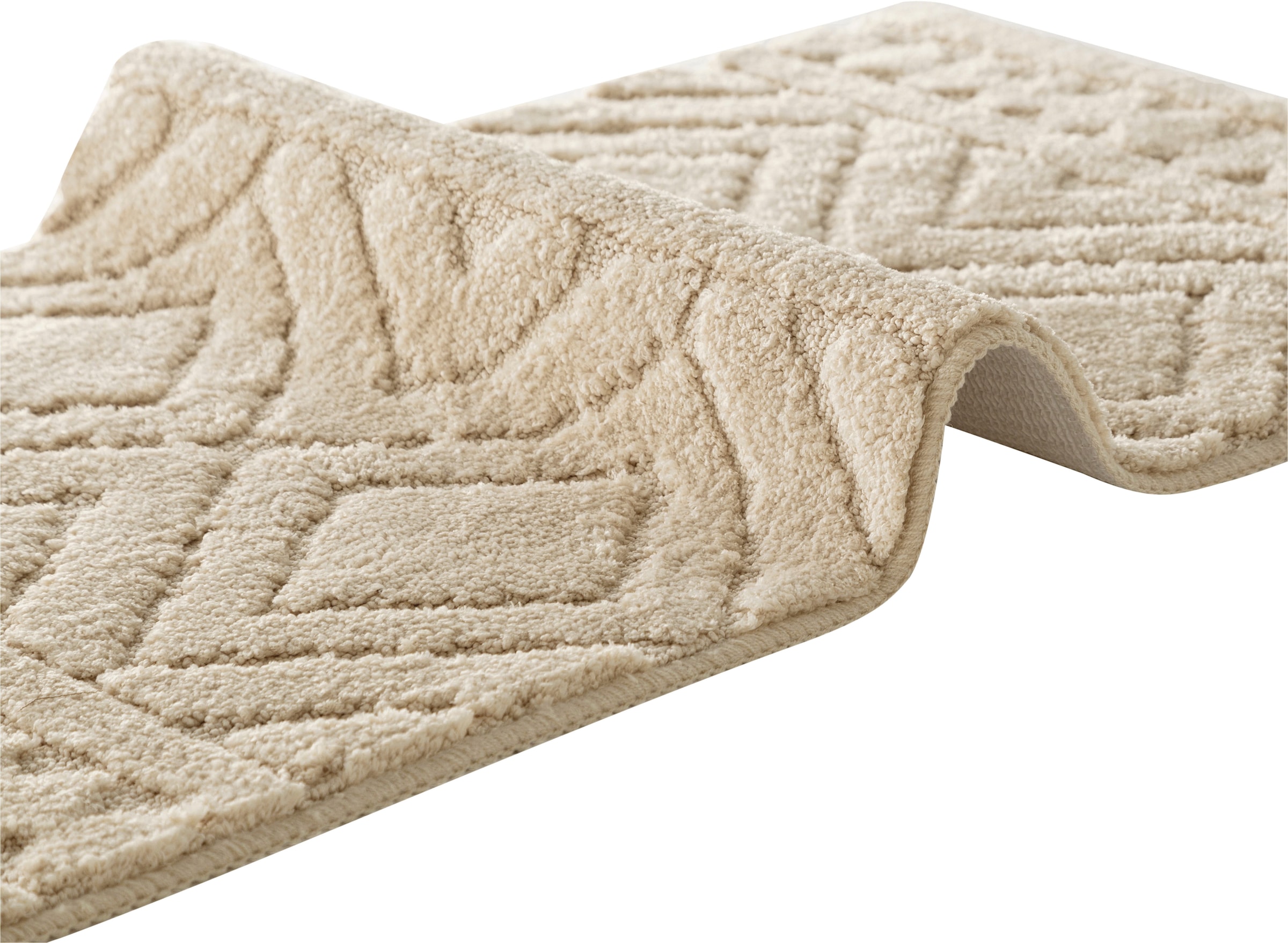 my home Badematte »Louvres, Badvorleger, Badezimmer Teppich, Duschvorleger«, rutschhemmend beschichtet, schnell trocknend, Badteppich, Uni Farben, Hoch-Tief Effekt, Boho-Style