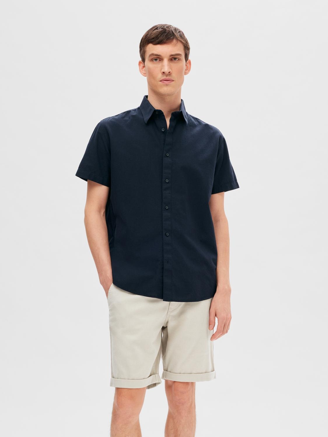 SELECTED HOMME Kurzarmhemd »SLHREG-SUN SHIRT SS NOOS« mit Leinen