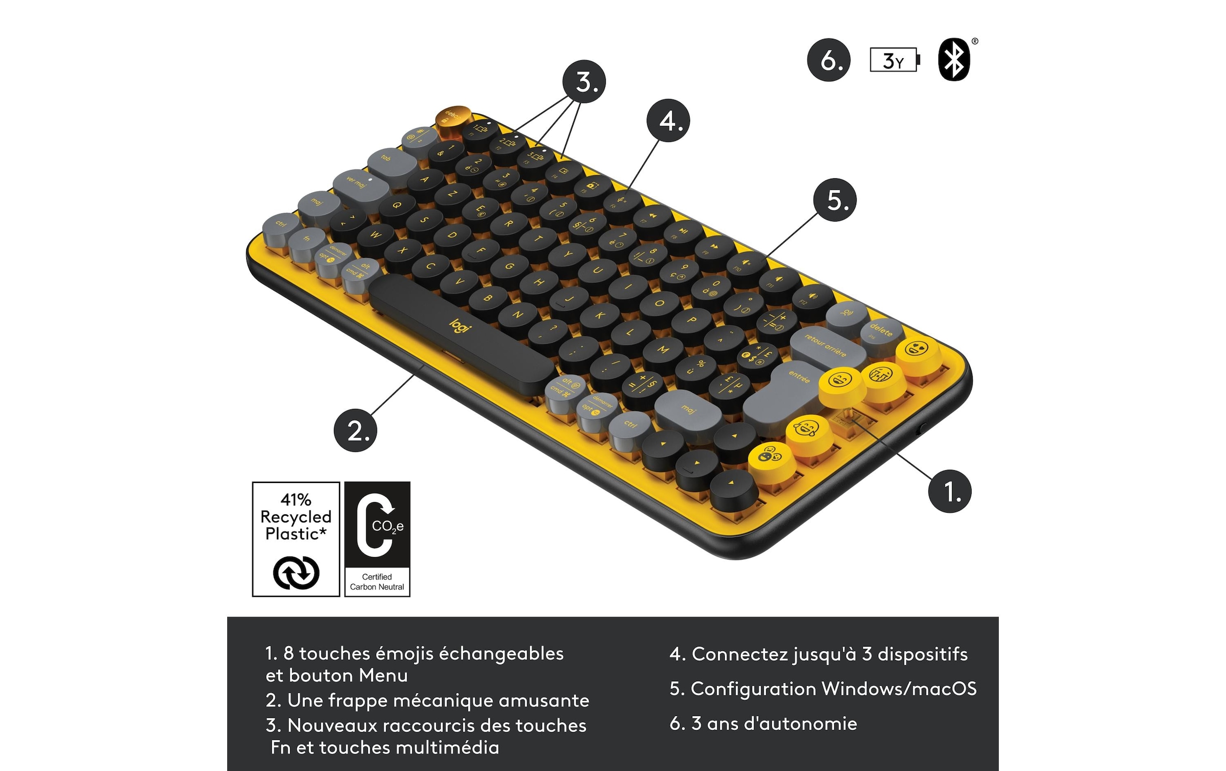 Logitech Wireless-Tastatur »POP Keys Blast Yellow«