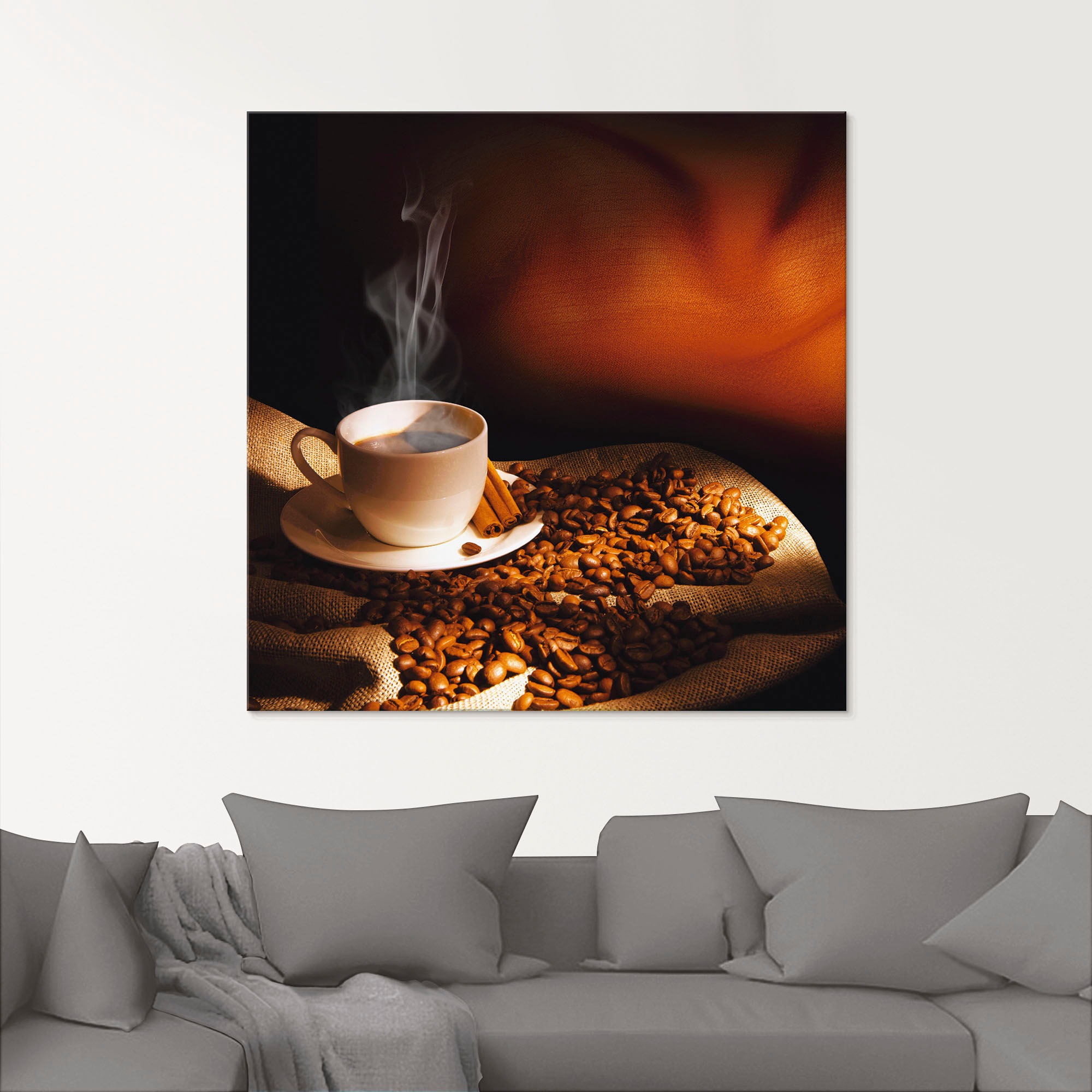 Artland Glasbild »Dampfende Tasse Kaffee«, Getränke, (1 St.), in verschiedenen Grössen
