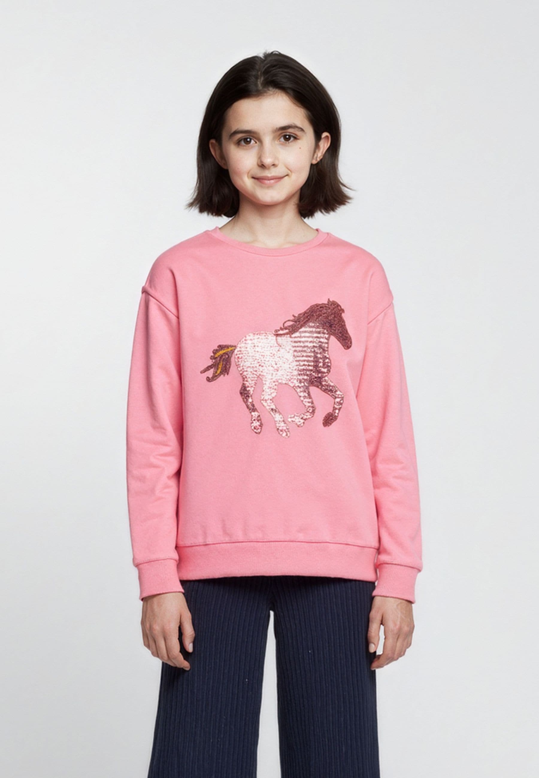 Blue Seven Sweatshirt, mit hochwertigem Pferdemotiv mit Pailletten