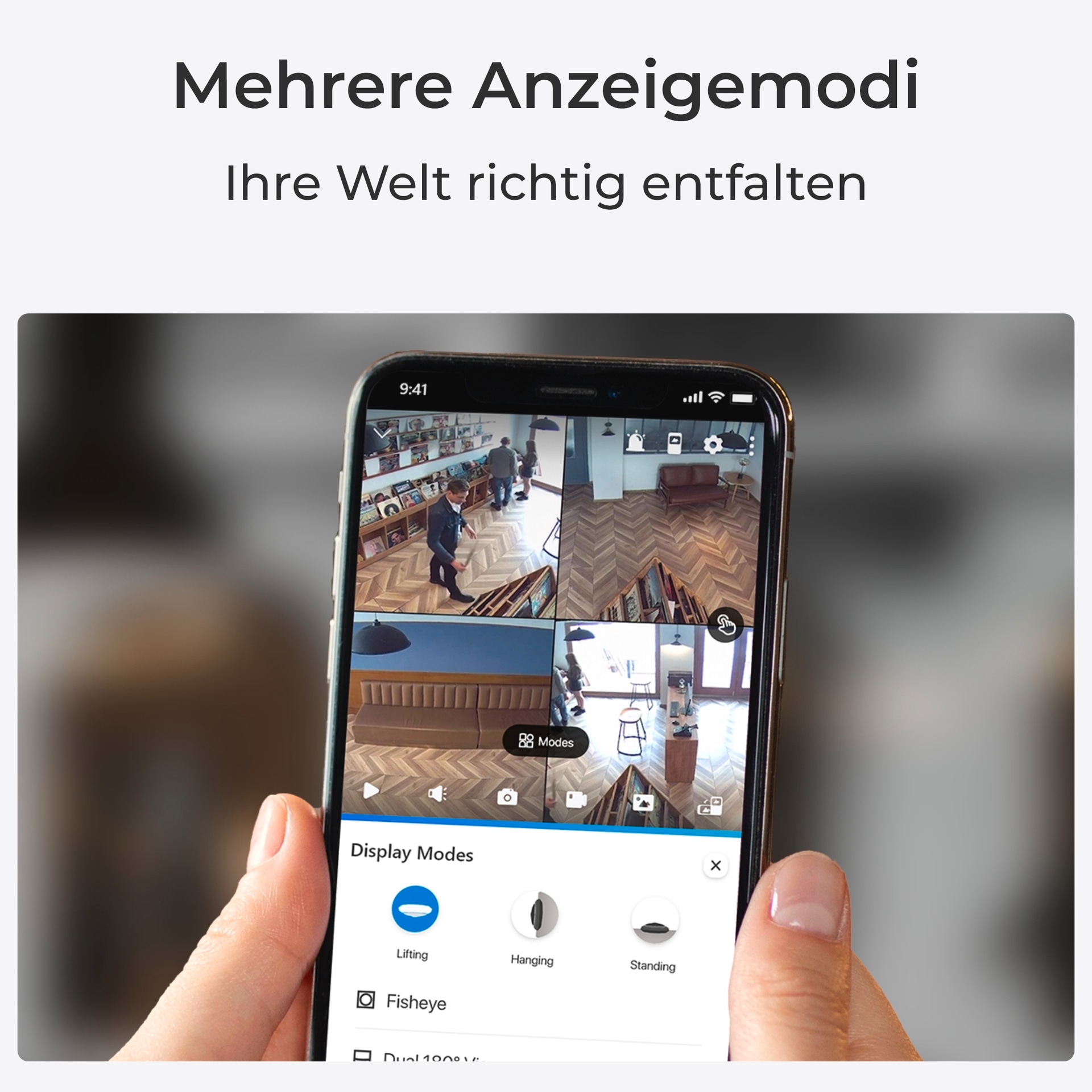 Reolink Überwachungskamera »Fisheye Serie W520 - 6MP Wi-Fi 360° Panorama Überwachungskamera Innen«, Aussenbereich, Personenerkennung, Zwei-Wege-Audio, Mehrere Anzeigemodi, Nachtsicht