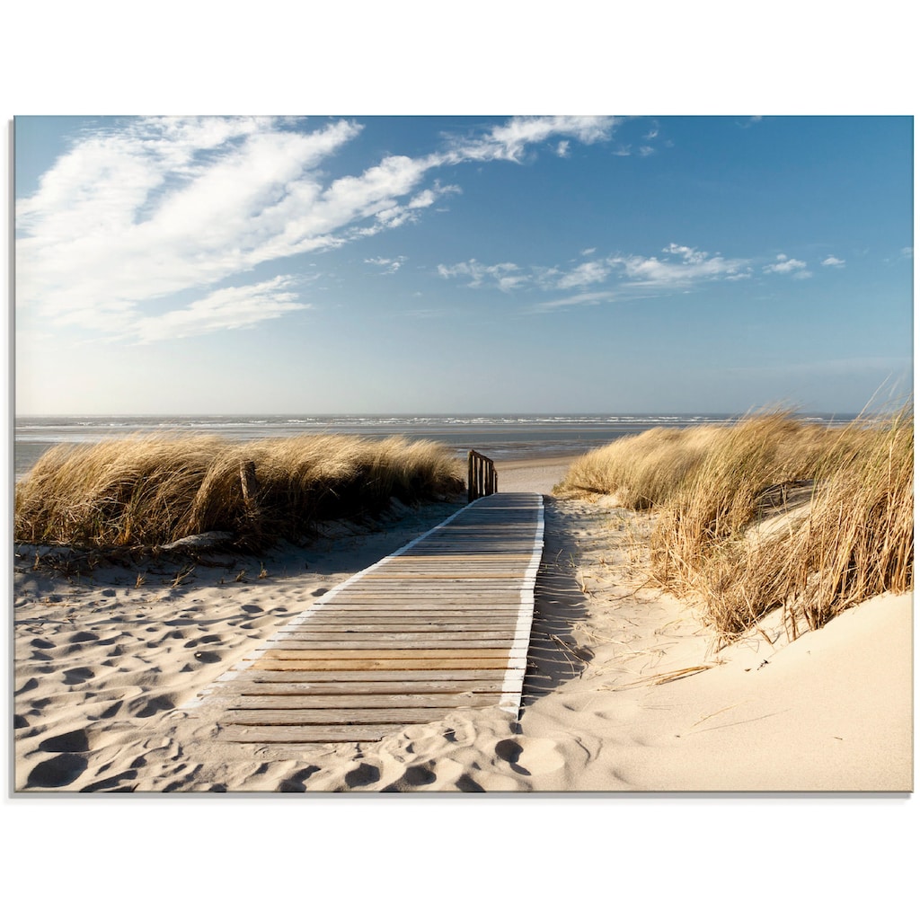 Artland Glasbild »Nordseestrand auf Langeoog - Steg«, Strand, (1 St.)