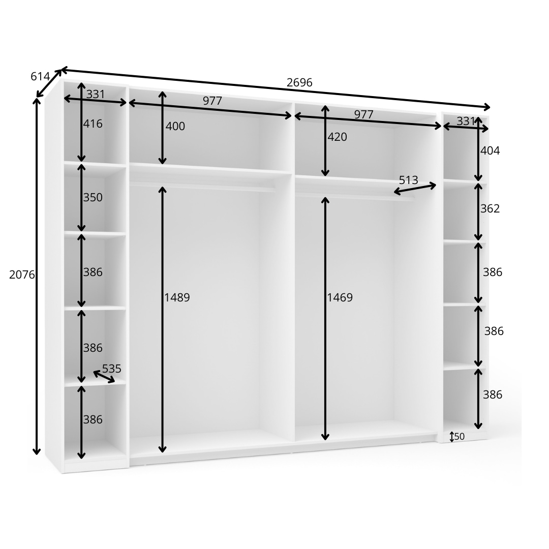 Home affaire Kleiderschrank »Antioch, FSC-zertifiziert, mit Dreh-UND Schiebetüren«, (B/T/H 270/61,4/207cm, inklusive Einlegeböden und Kleiderstangen), mit oder ohne Spiegel und Schubladen - YOUR Choice