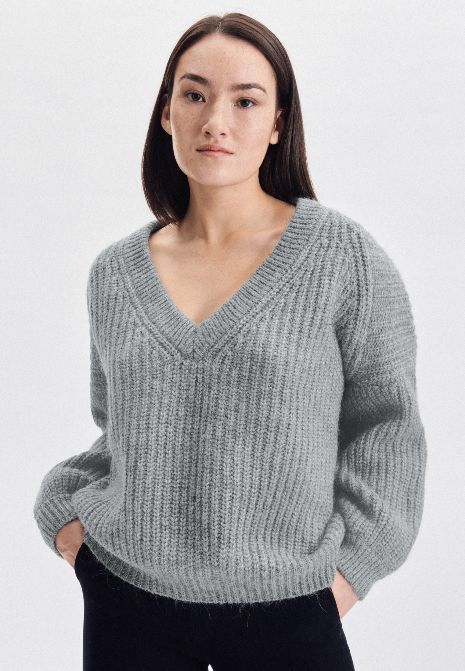 seidensticker Strickpullover »Schwarze Rose« Langarm V-Neck Uni