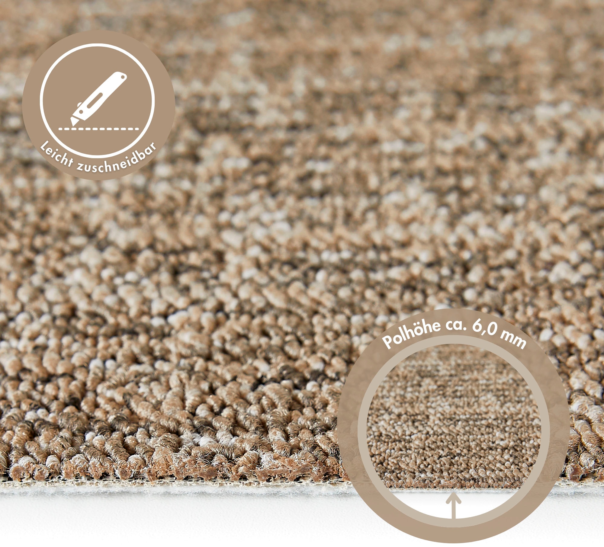Andiamo Teppichboden »Joe, Schlinge, Made in Netherlands«, rechteckig, 8 mm Höhe, Breite 400 cm, meliert, Wohnzimmer, strapazierfähig & robust