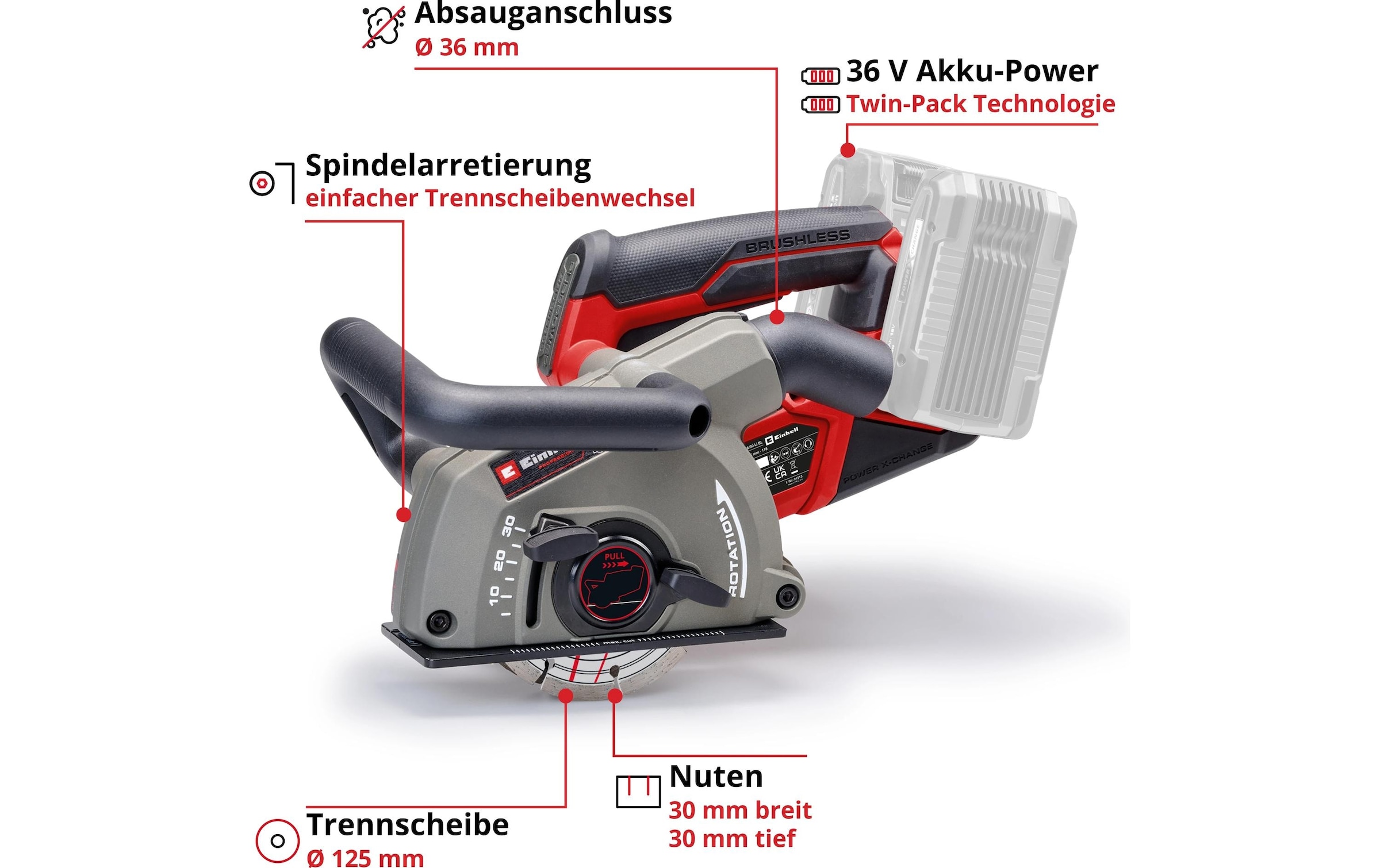 Einhell Mauernutfräse »TP-MA 36/30 Li BL – Solo«