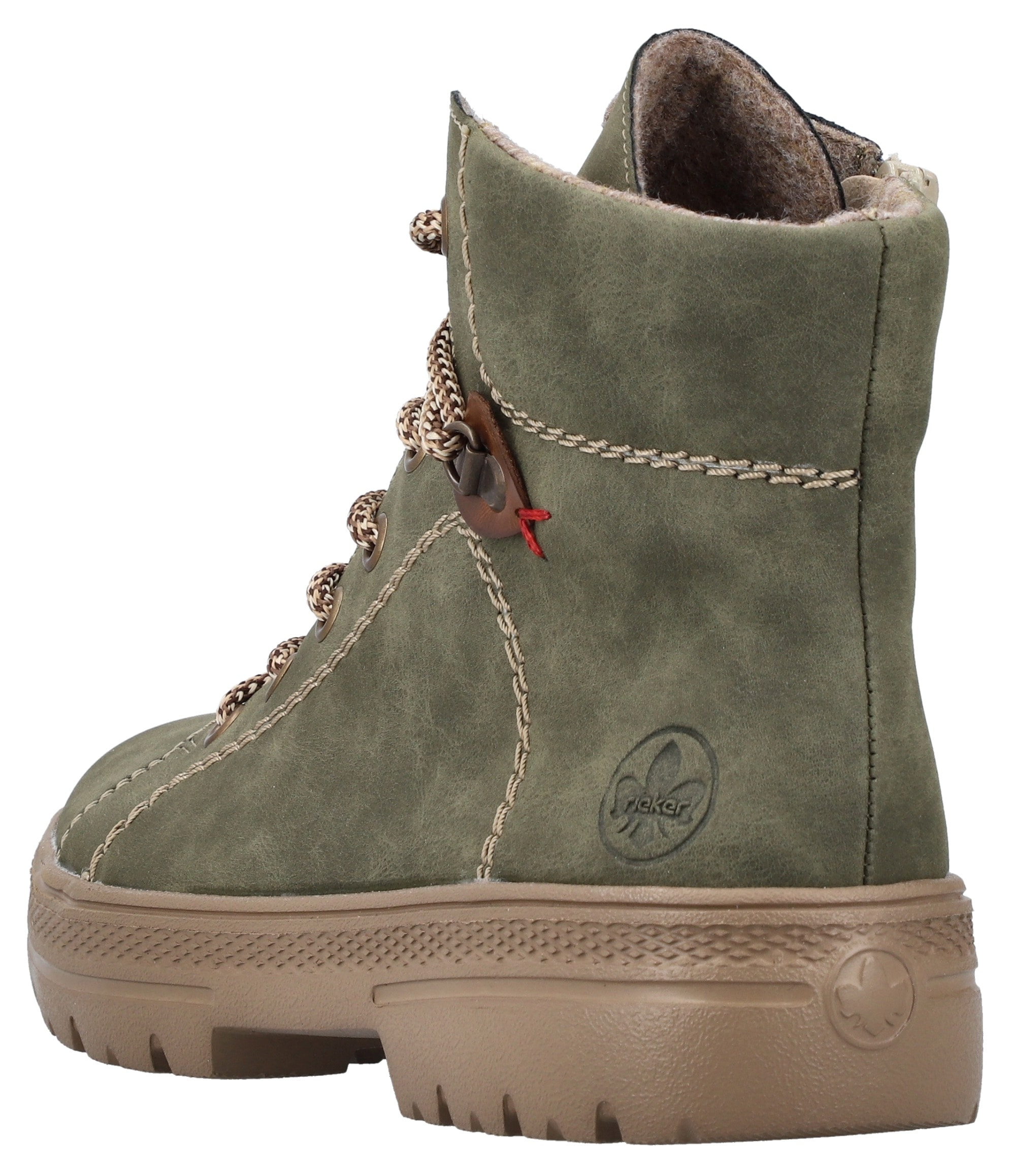 Rieker Schnürboots, Stiefelette, Plateausohle, Kontrastnaht, mit Innenreissverschluss