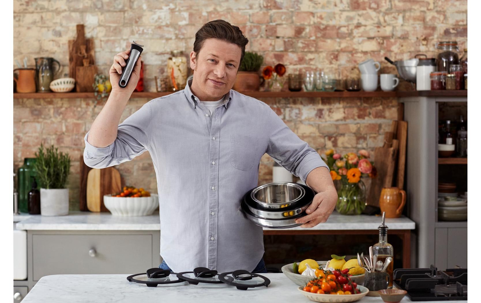 Tefal Pfannen-Set »Jamie Oliver Ingenio 9-teilig«, Edelstahl