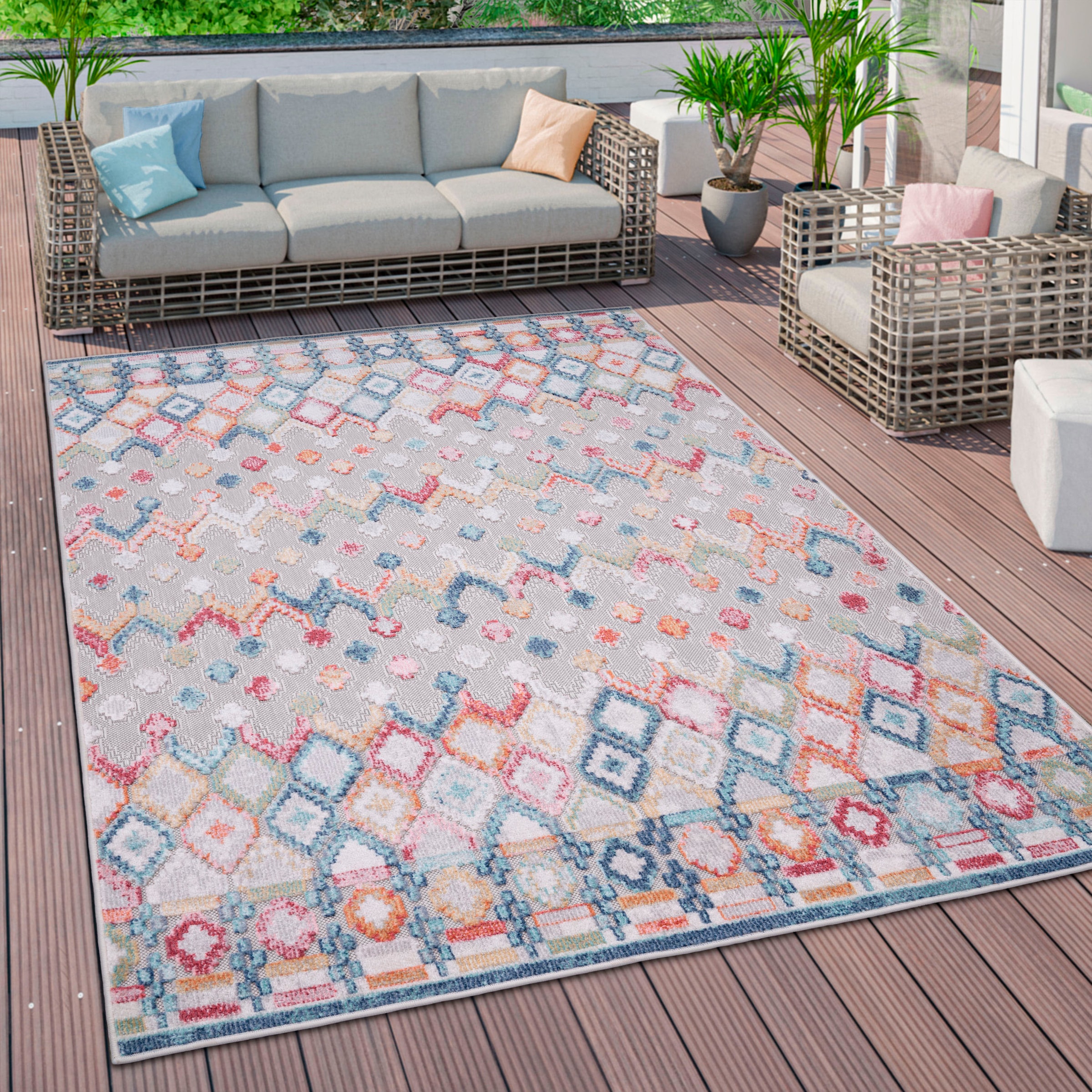 Paco Home Teppich »Fusion Kurzflor, rechteckig, online 764«, | Jelmoli-Versand kaufen Muster, geeignet, Wohnzimmer In- Outdoor Rauten und