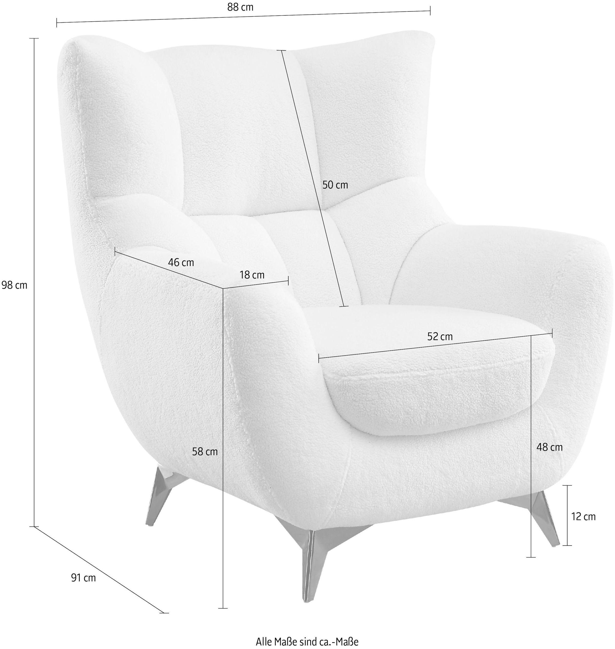 ATLANTIC home collection Sessel »Shawn«, mit Federkern, trendy Bezug mit Teddyoptik