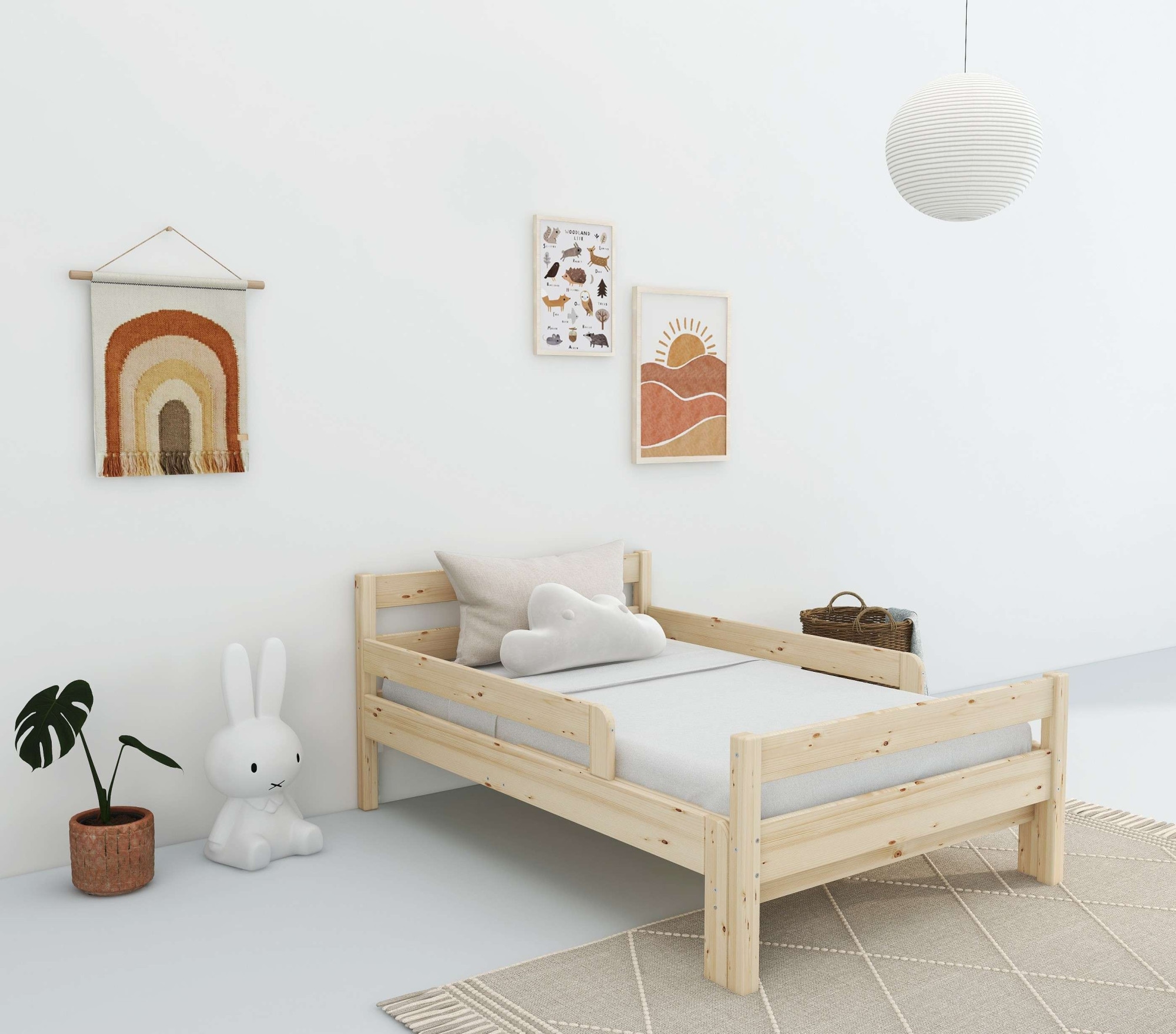 OTTO home Kinderbett »Wenke, Bett, Massivholzbett (90x200 cm)«, aus massiver Kiefer, inklusive Lattenrost, Liegefläche ausziehbar