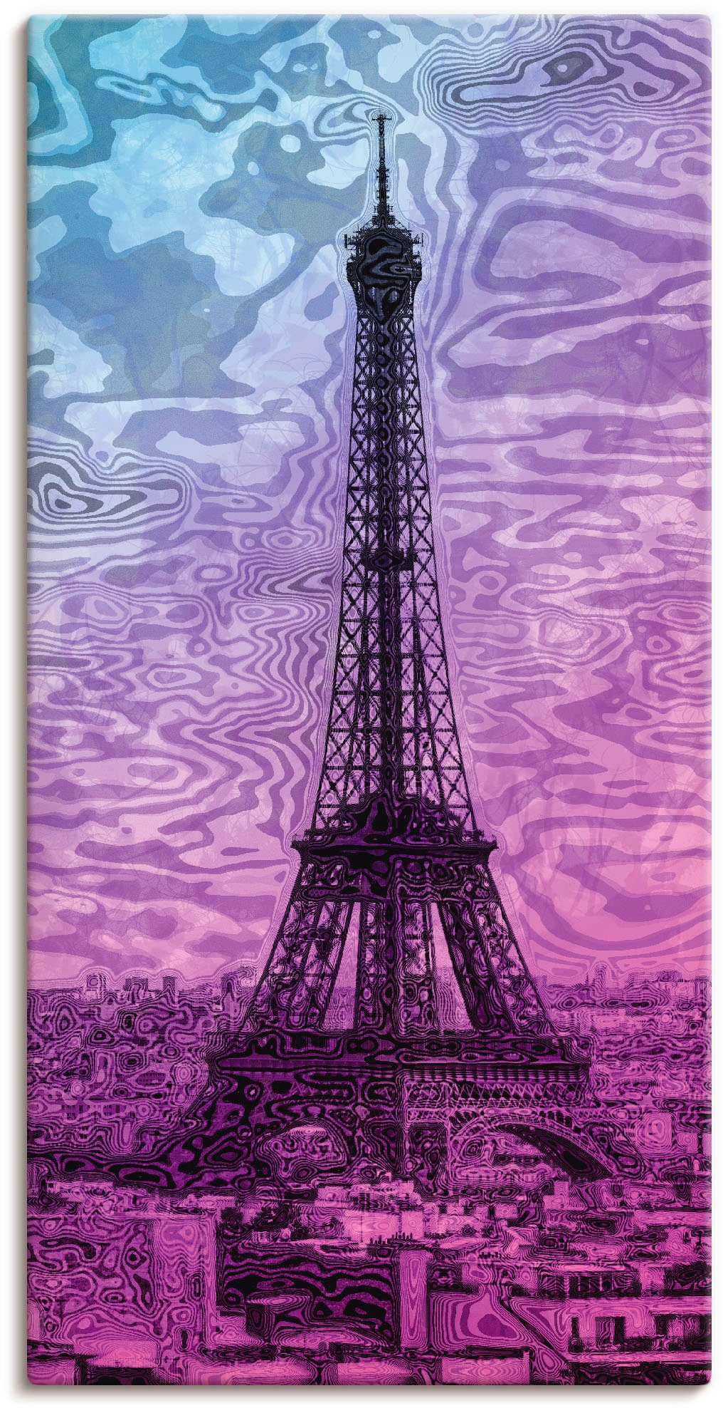 Artland Wandbild »Paris Eiffelturm Lila/Blau«, Gebäude, (1 St.), als Alubild, Outdoorbild, Leinwandbild in verschied. Grössen