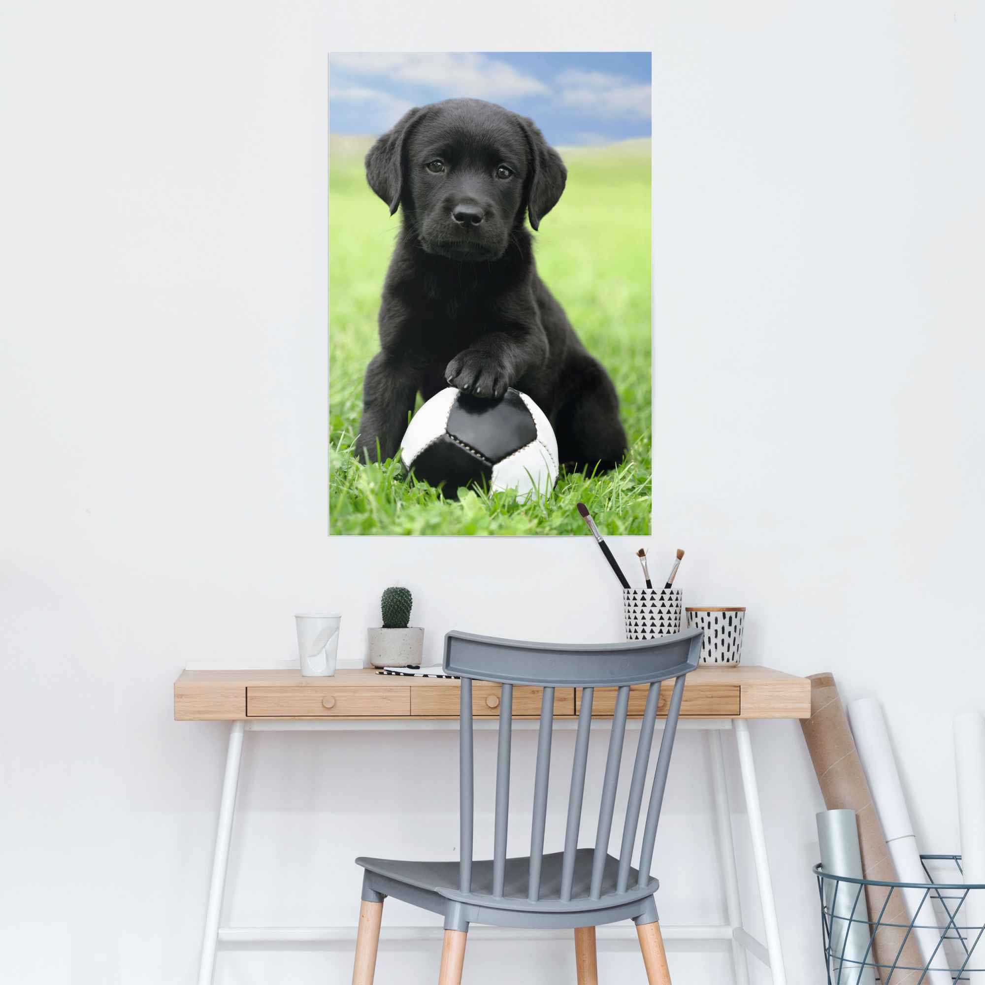 Reinders Poster "Labrador Welpe Fußball" 1 Stk. tlg.