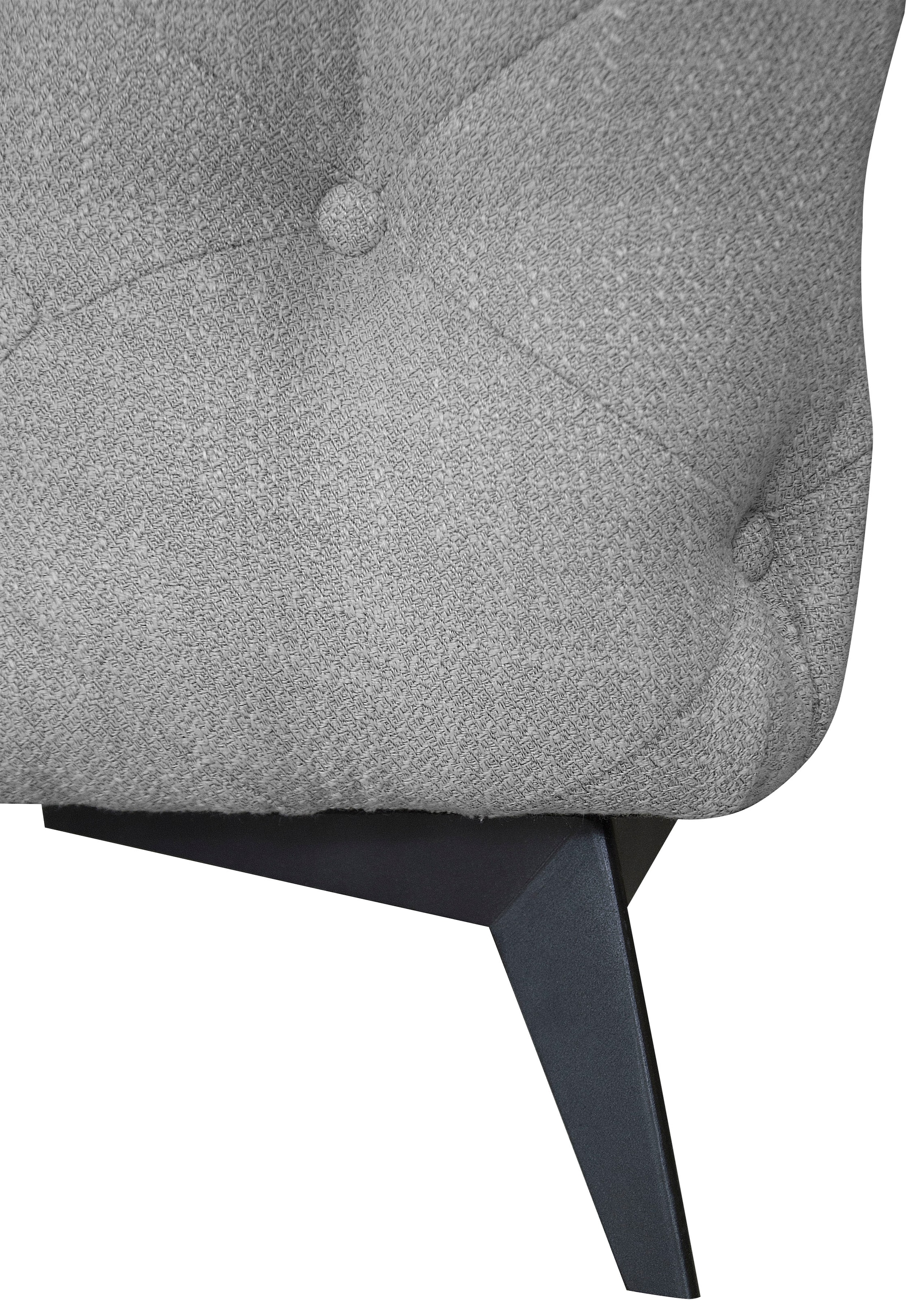 Leonique Chesterfield-Sofa »Ecksofa GLYNIS L-Form mit Wellenunterfederung, Masse B/T/H 323/264/75cm«, aufwändige Knopfheftung, moderne Chesterfield Optik, Fussfarbe wählbar