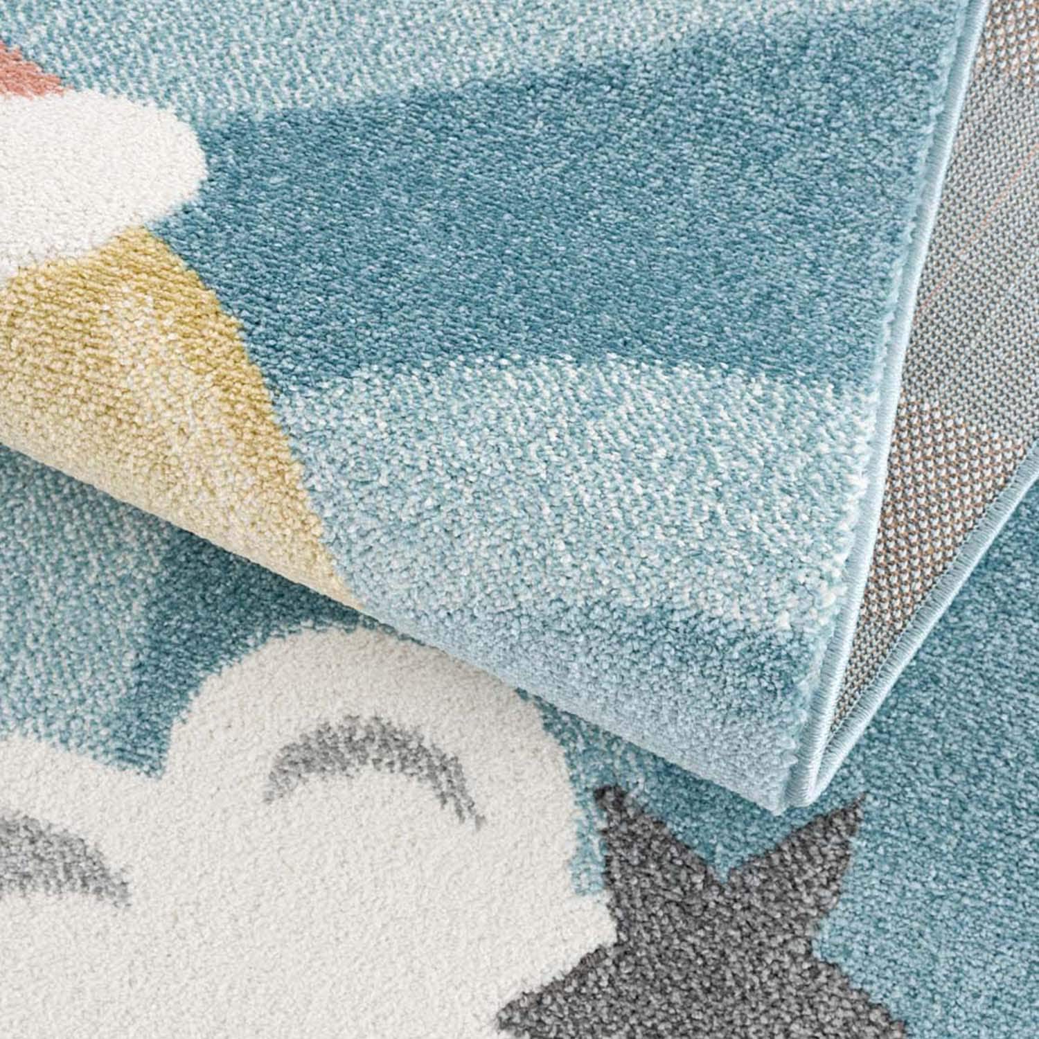 Carpet City Kinderteppich »Anime9380«, rechteckig, 11 mm Höhe, Teppich Mond, Wolken, Sterne, Weicher Flor
