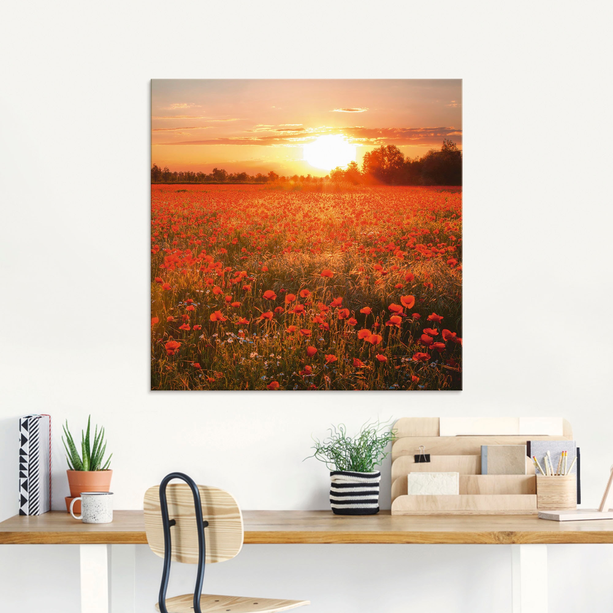 Artland Glasbild »Mohnblumenfeld bei Sonnenuntergang«, Blumen, (1 St.), in verschiedenen Grössen