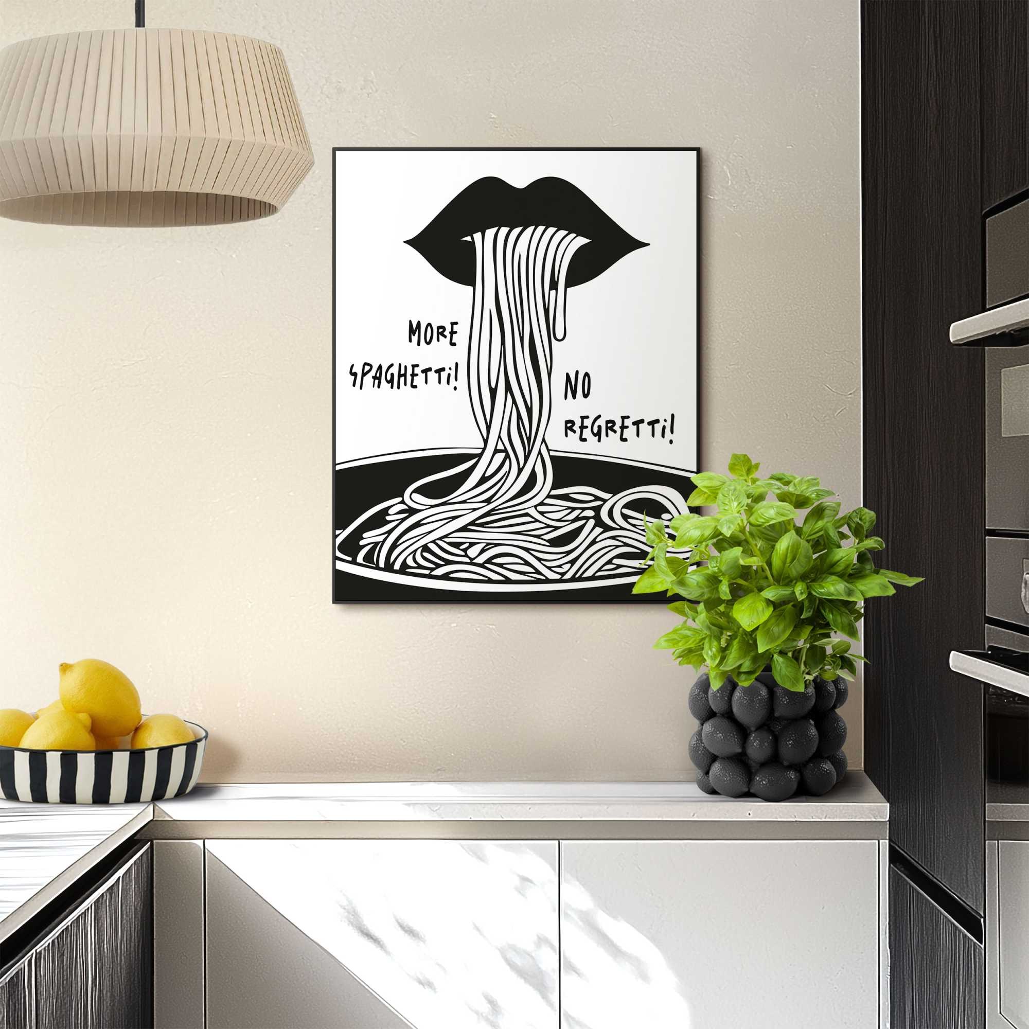 Reinders! Poster »More Spaghetti«, Küche - Schwarz-Weiss - MDF - Essen und Trinken - 40x50 cm