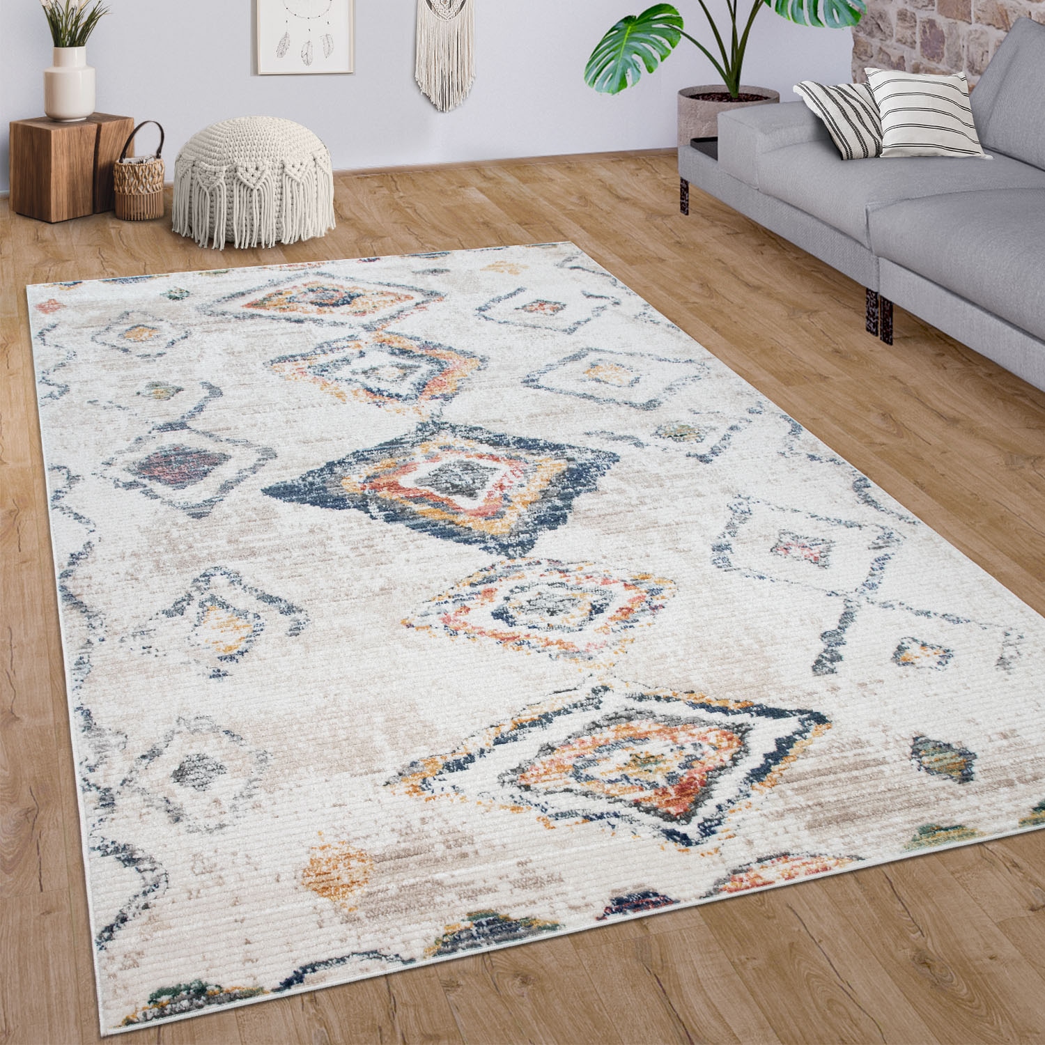 Paco Home Teppich »Kayacik 575«, rechteckig, Kurzflor, Rauten Muster, ideal  im Wohnzimmer & Schlafzimmer online kaufen | Jelmoli-Versand