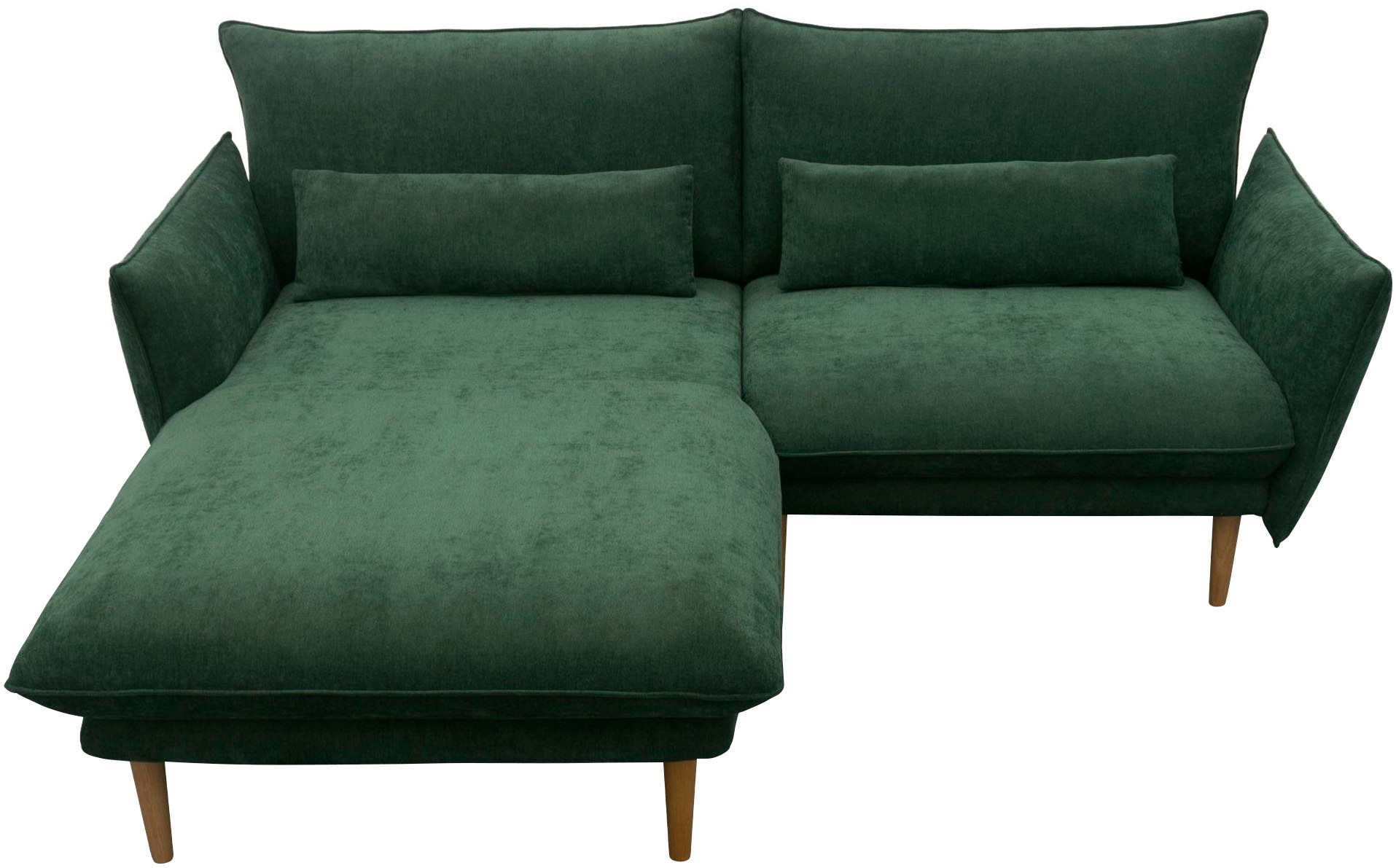 DOMO collection Ecksofa »Leuven kompakte Stellmasse, Breite 200 cm, schmale Armlehnen, L-Form«, angenehm feste Polsterung, bodenfrei, 19 cm hohe Holzfüsse